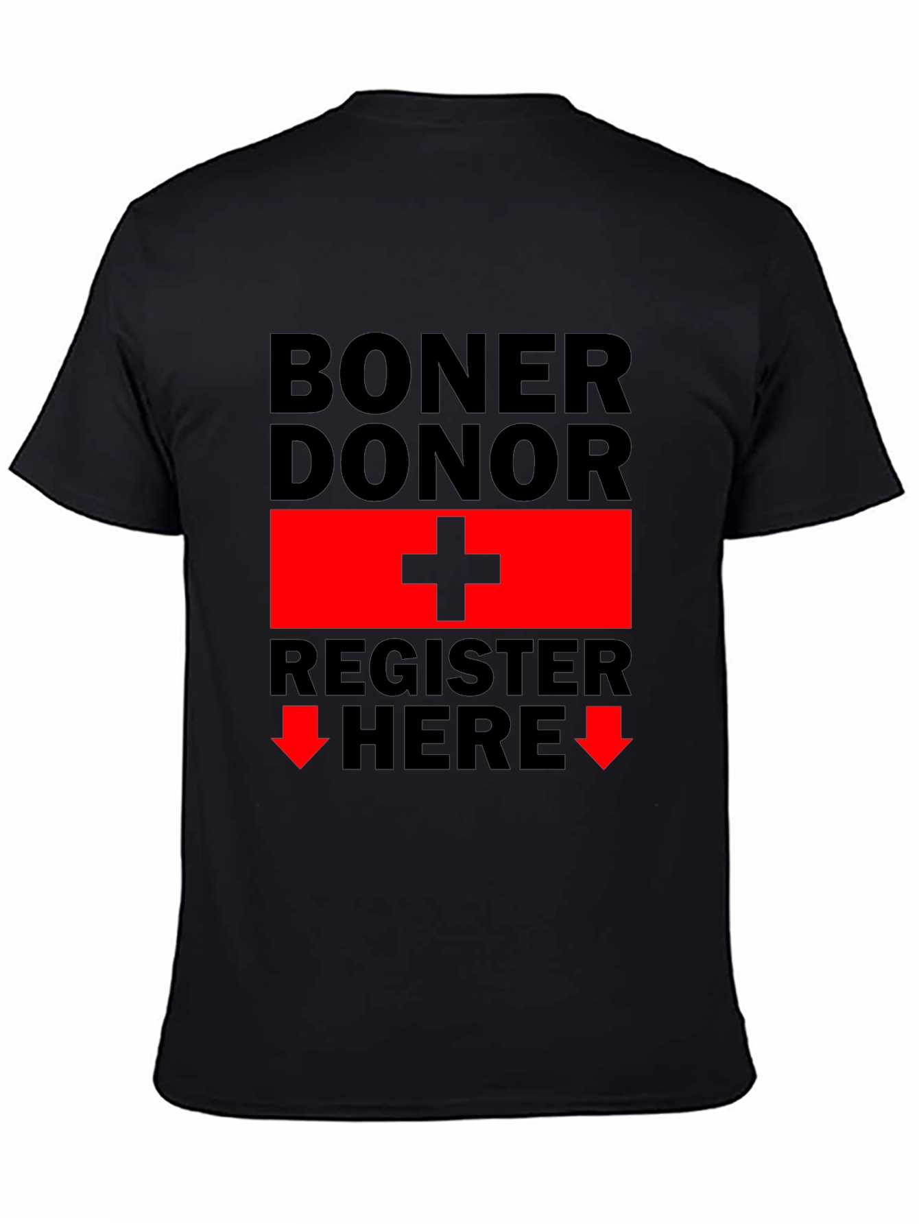 Black Boner Donor Register Here Funny Graphic Tee view 4
