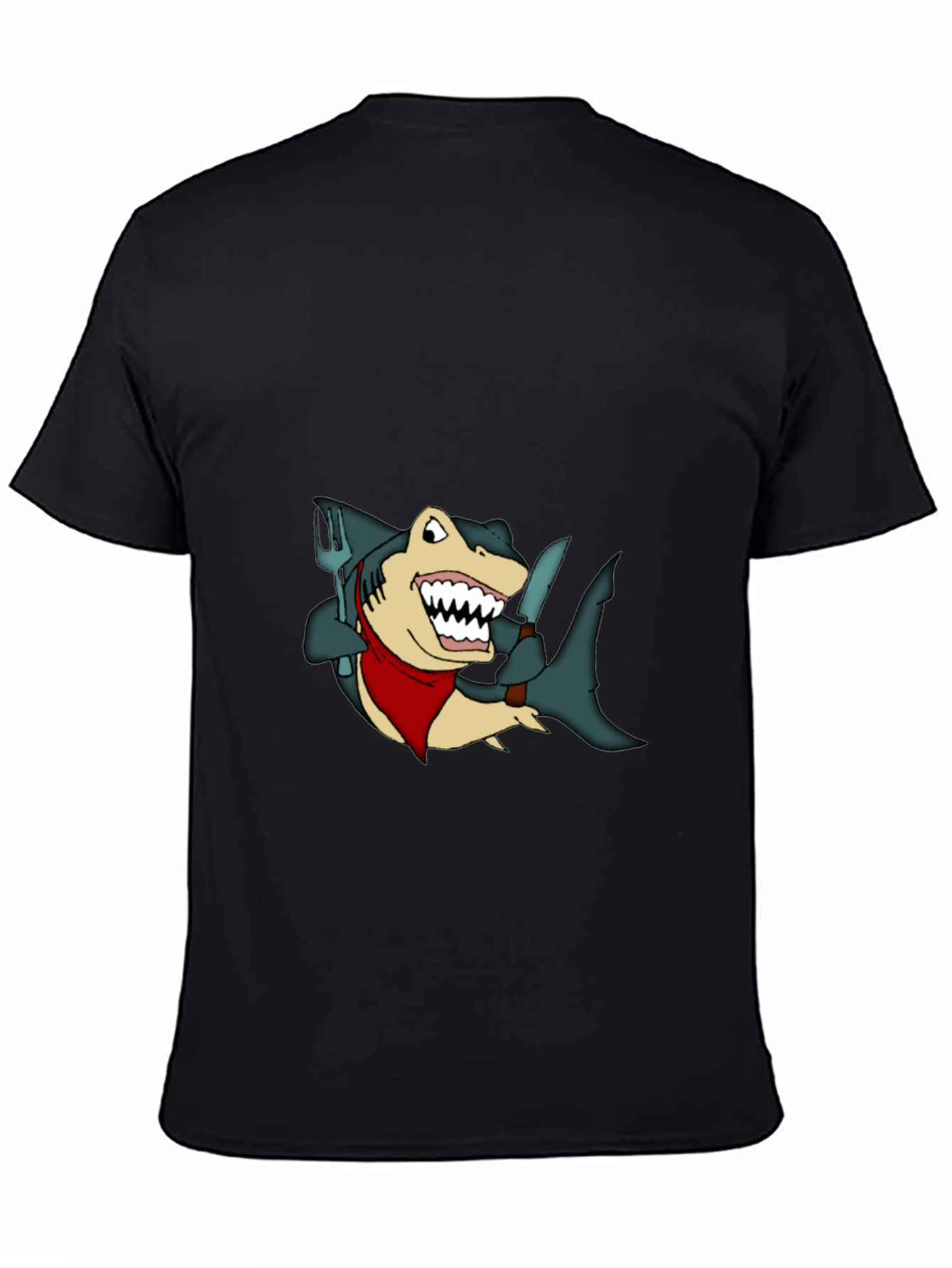 Black Shark Chef T-Shirt - Funny Cartoon Tee view 4