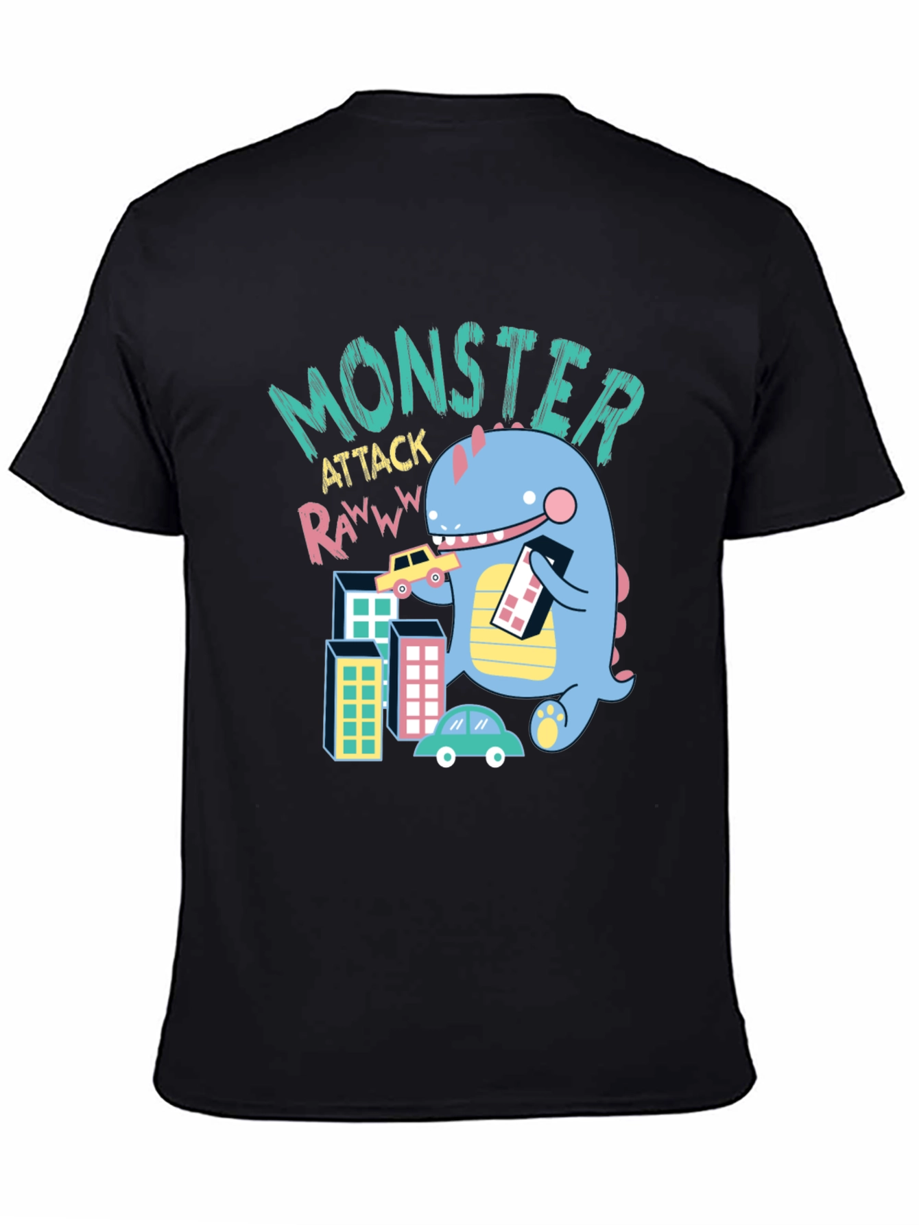 Black Monster Attack Graphic T-Shirt - Fun & Unique Design view 4