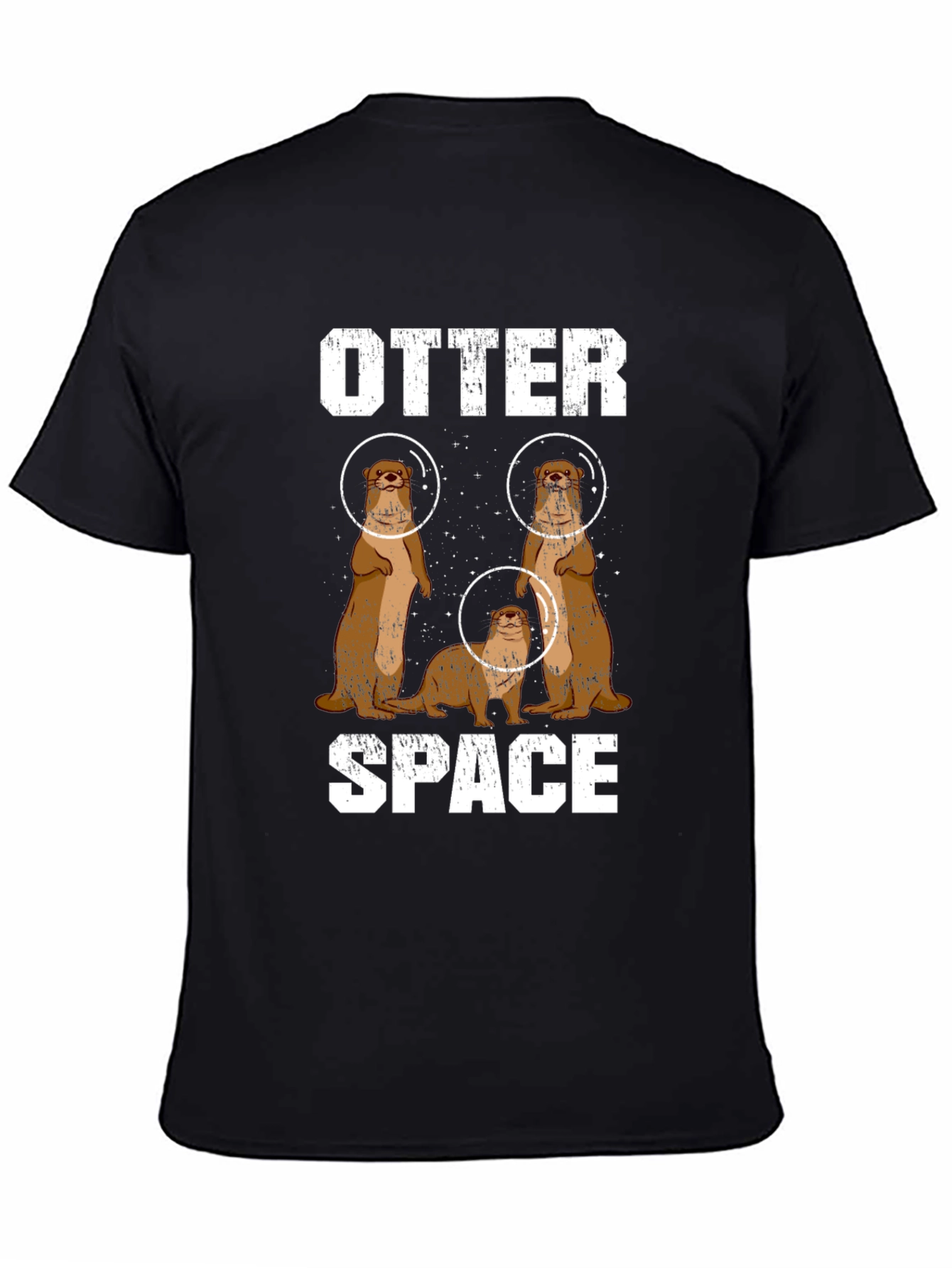 Black Otter Space Graphic Tee - Men's Black T-Shirt view 4