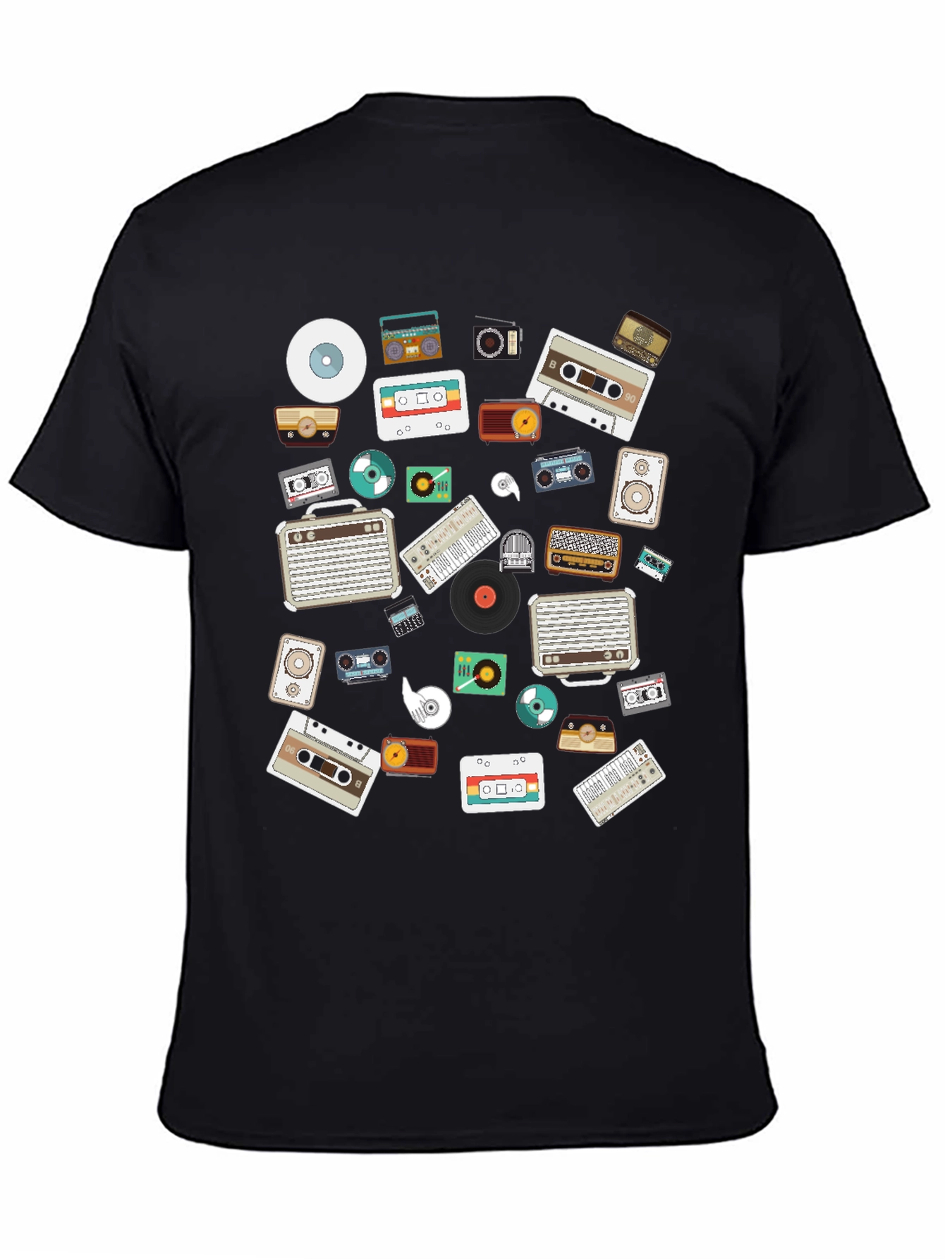 Black Retro Music Lover's Black Graphic Tee view 4
