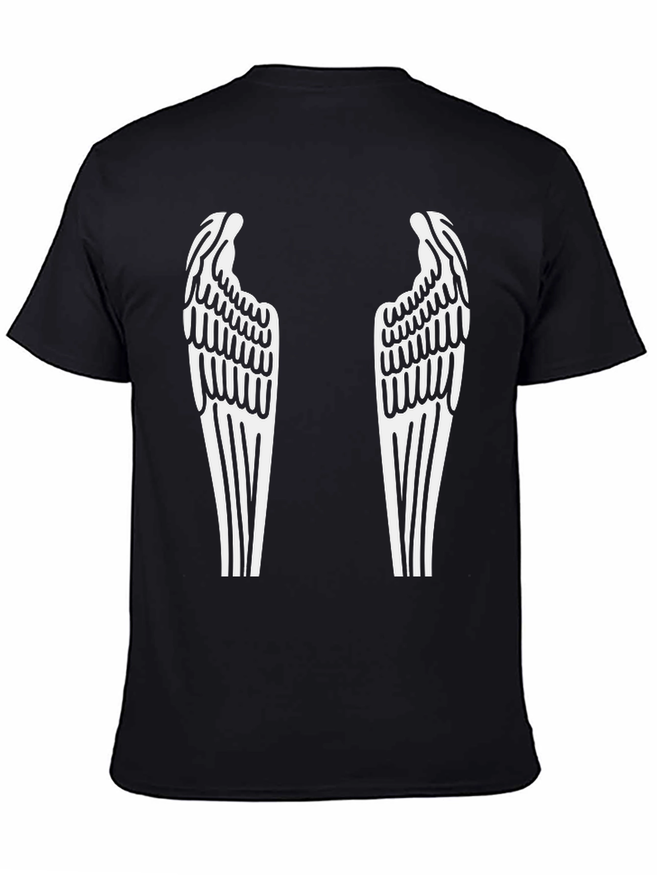 Black Angel Wings Graphic Tee - Black Cotton Blend view 4