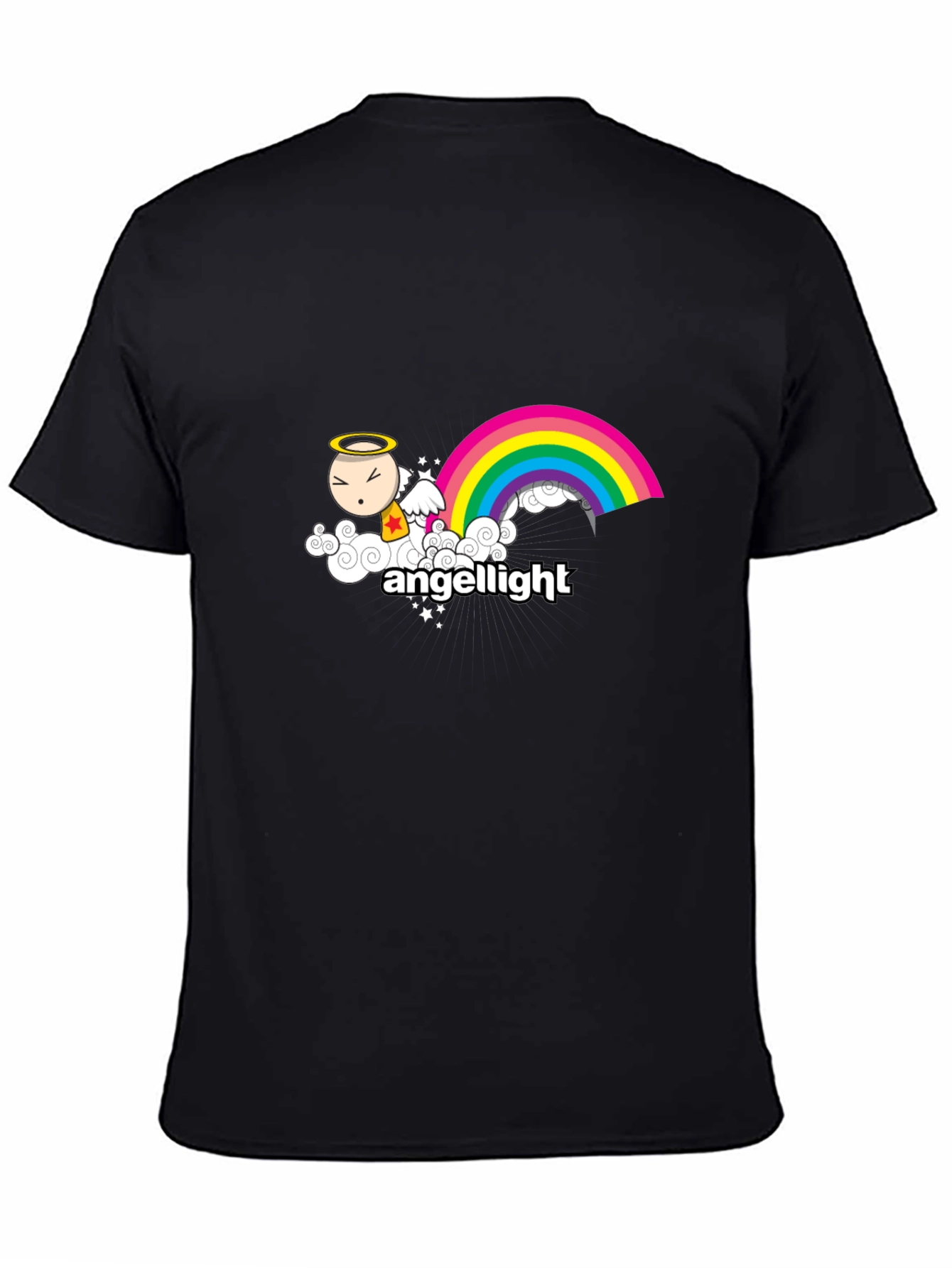 Black Angellight Graphic T-Shirt - Black Crew Neck Tee view 4