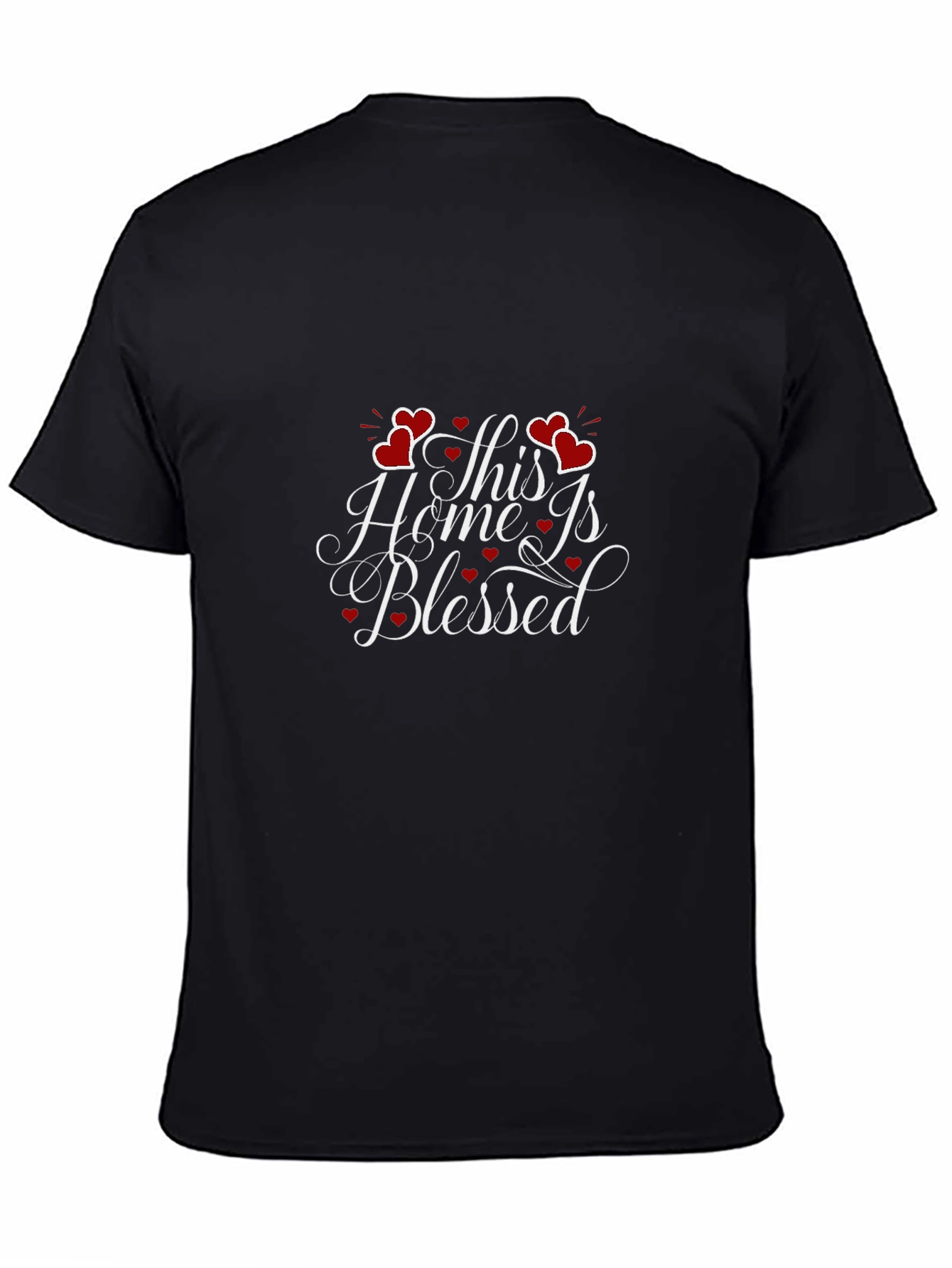 Black Blessed Home T-Shirt, Heart Accents view 4