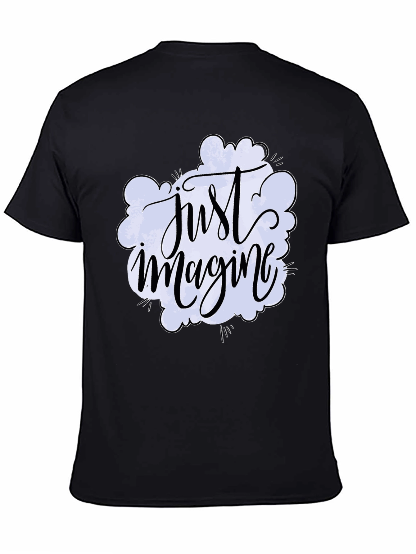 Black Just Imagine Graphic Tee - Crew Neck Soft Cotton Blend view 4