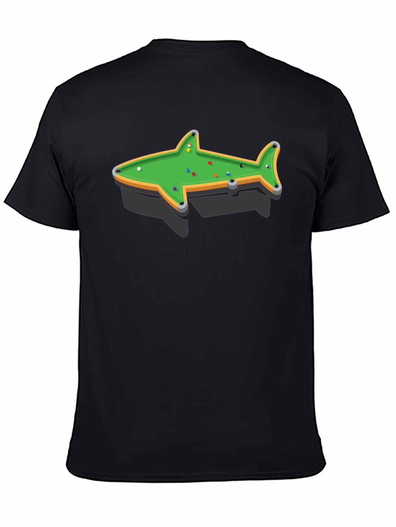 Black Shark Pool Table Graphic Tee - Unique Billiards Shirt view 4