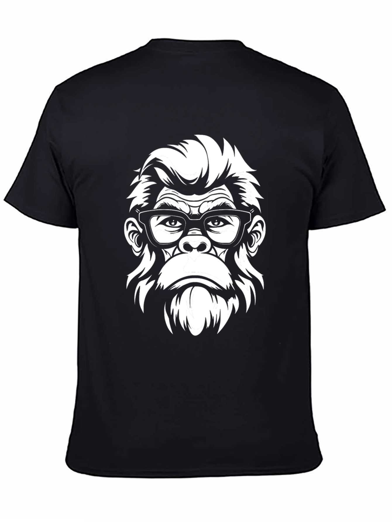 Black Cool Gorilla with Glasses Graphic T-Shirt - Black view 4