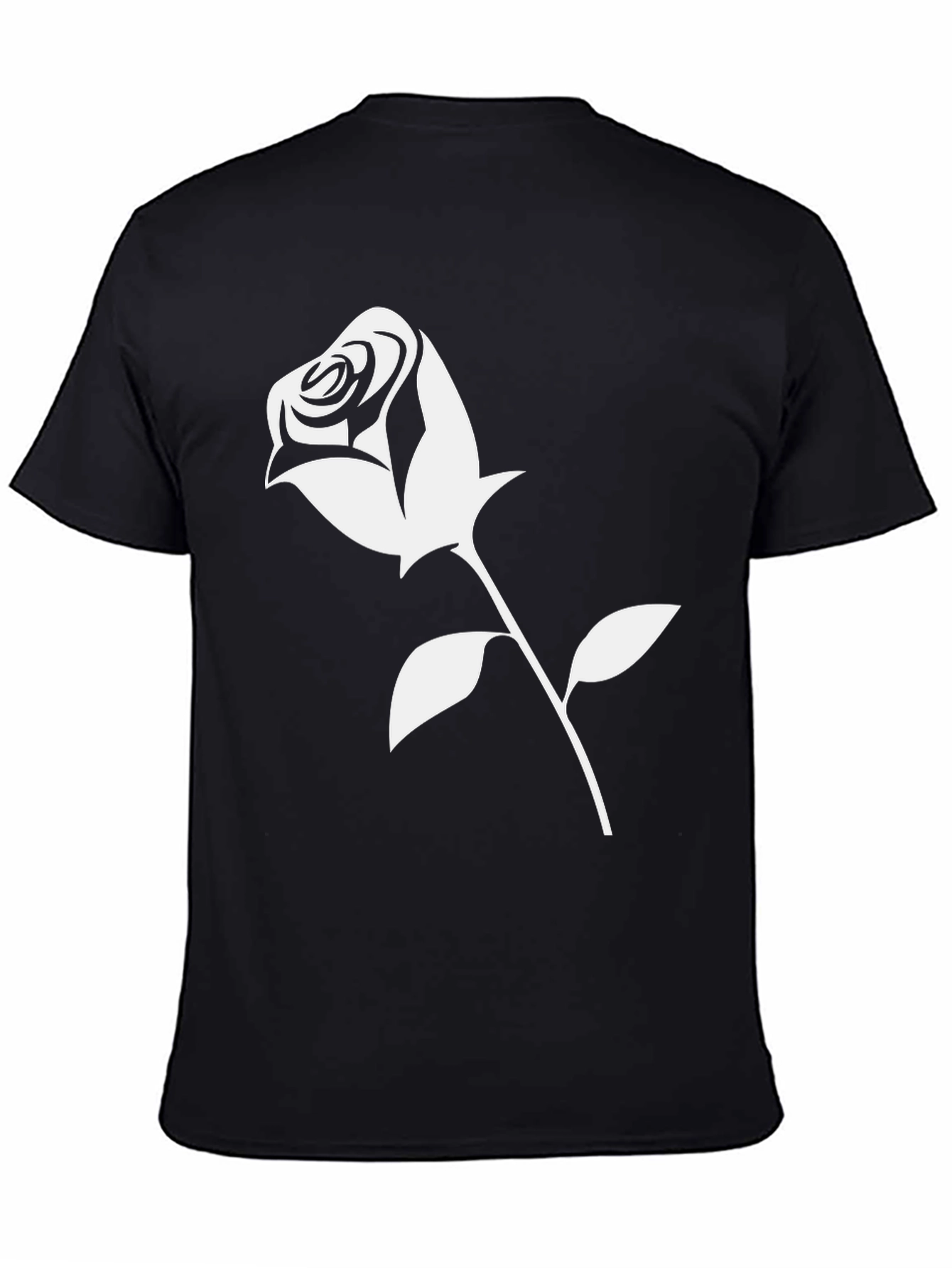 Black Black T-Shirt with White Rose Graphic view 4
