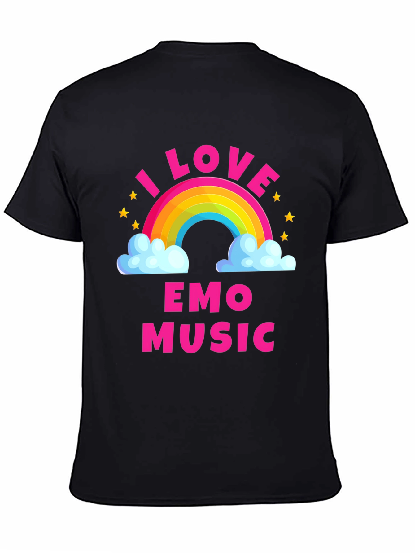 Black I Love Emo Music Rainbow T-Shirt view 4
