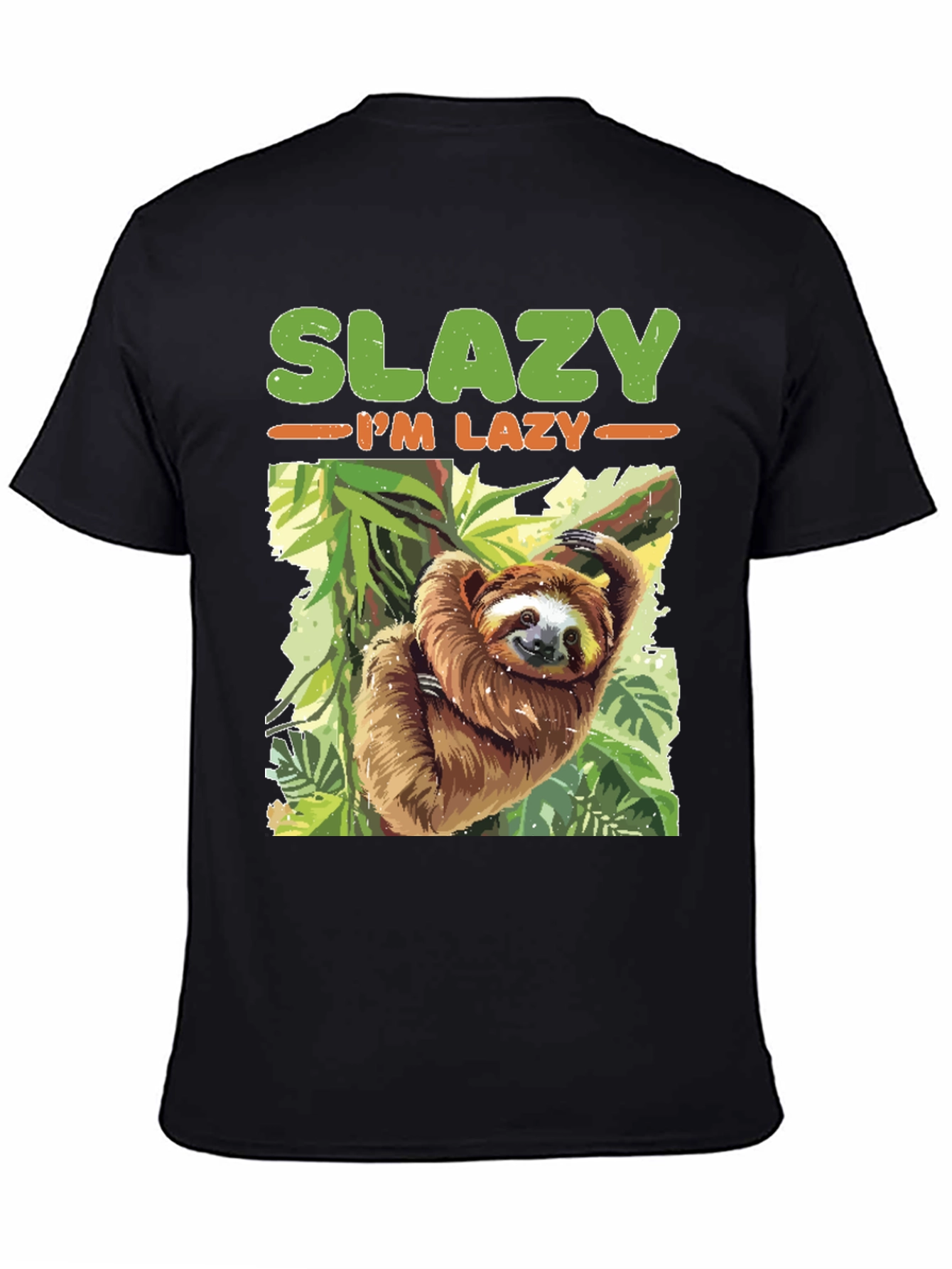 Black Slazy I'm Lazy Sloth T-Shirt view 4