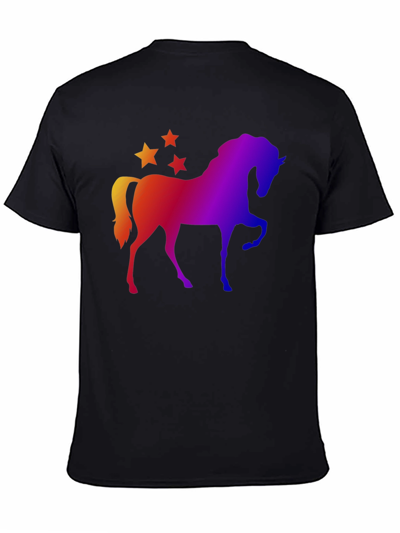 Black Rainbow Horse and Stars Graphic Tee view 4