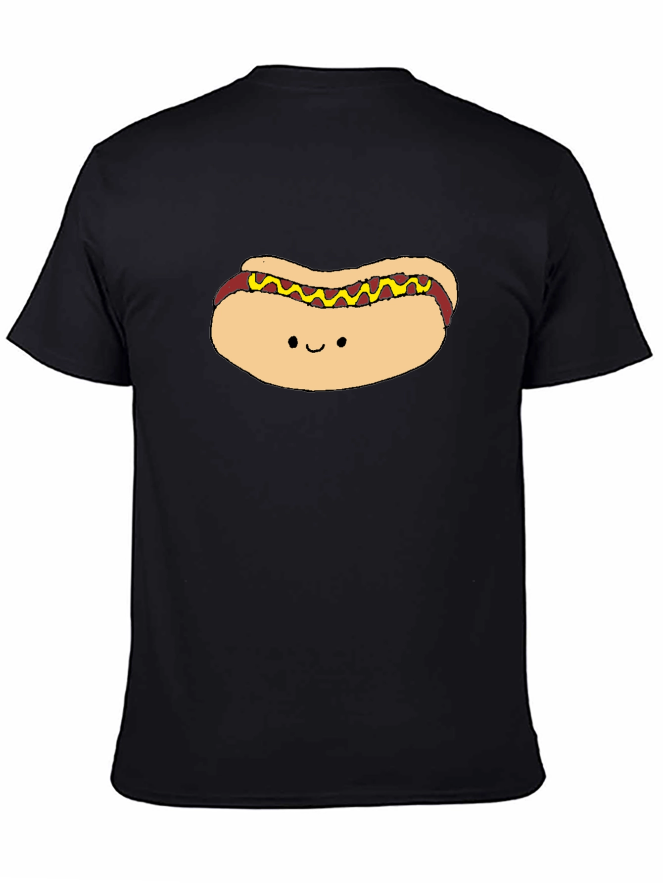 Black Cute Hotdog Graphic Black T-Shirt view 4
