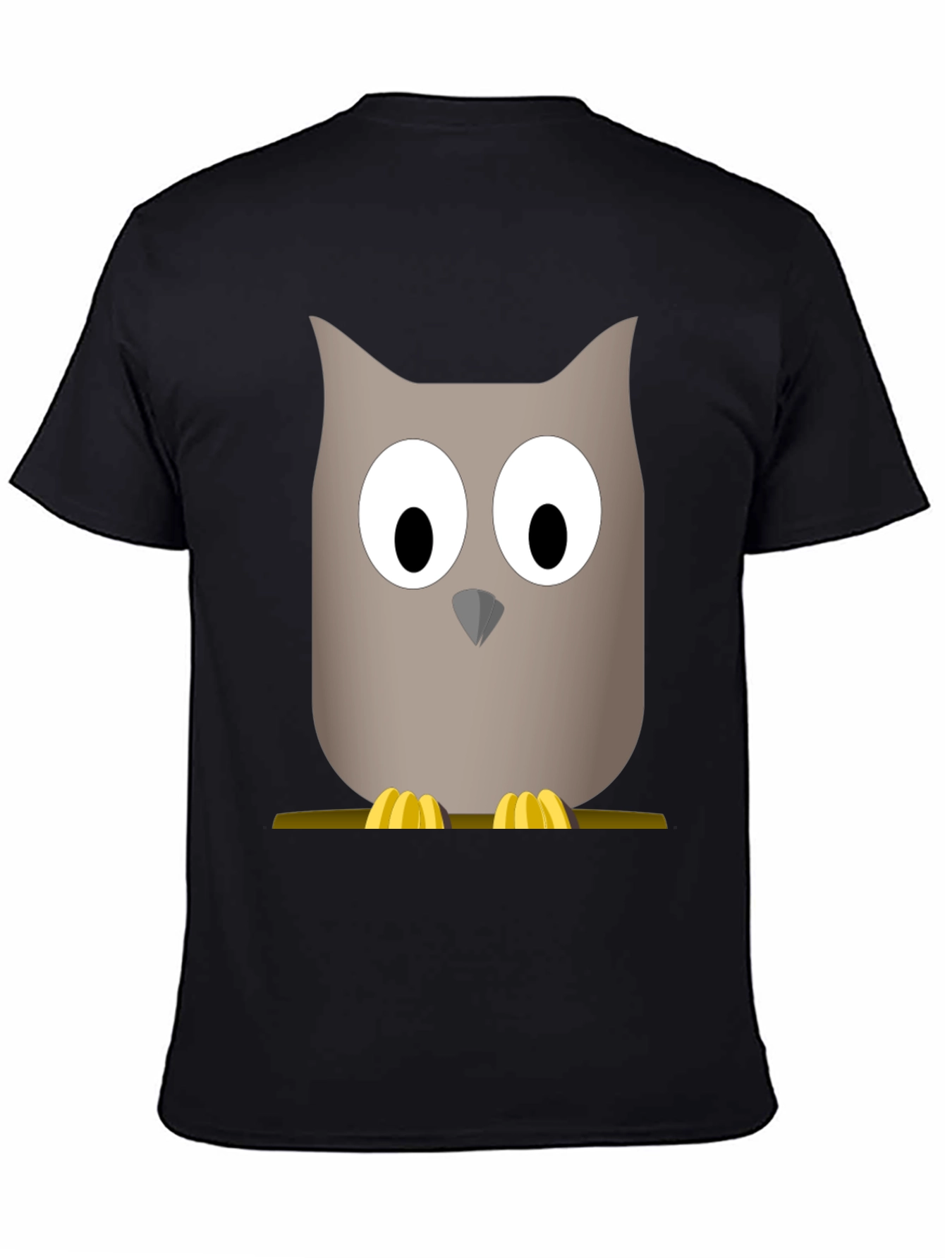 Black Cartoon Owl Graphic Tee - Men's Black T-Shirt view 4