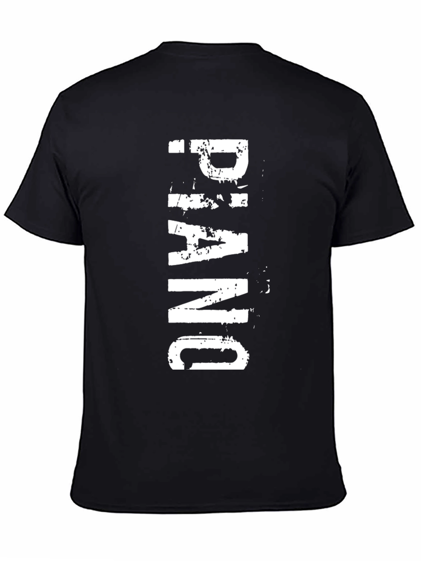 Black Piano T-Shirt - Black Cotton Tee with White Graphic Print view 4