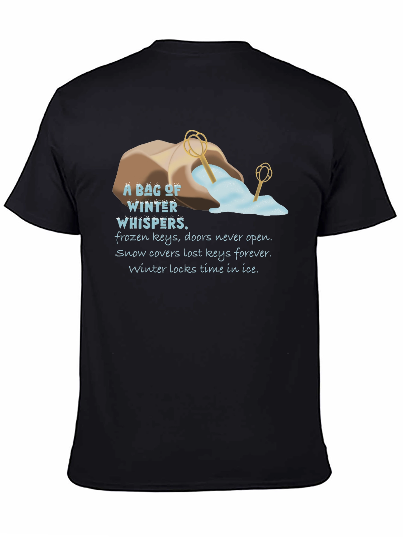 Black Winter Whispers Graphic T-Shirt - Unisex Black Tee view 4