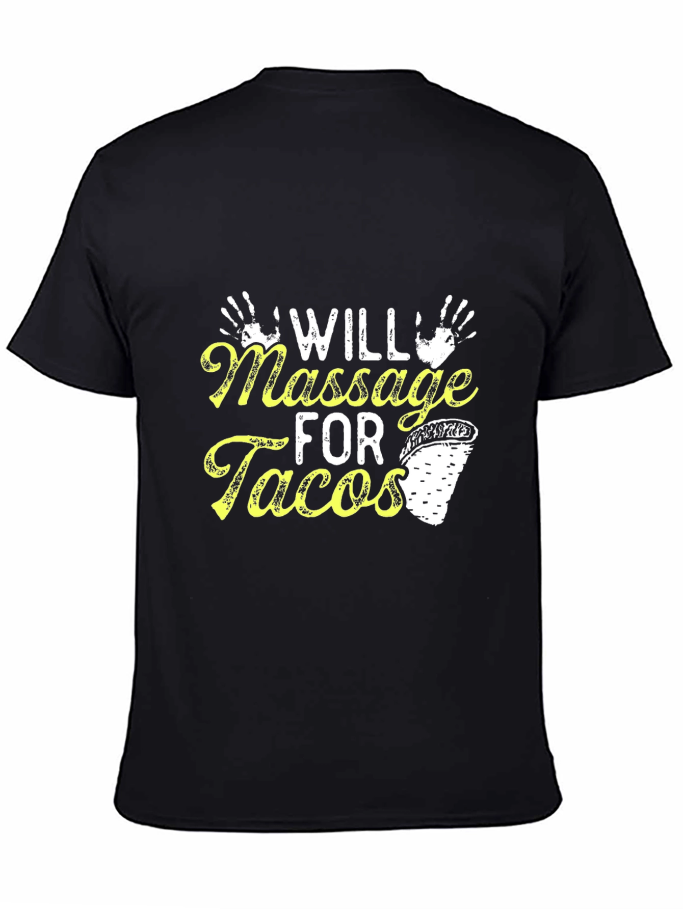 Black Massage for Tacos Black T-Shirt view 4