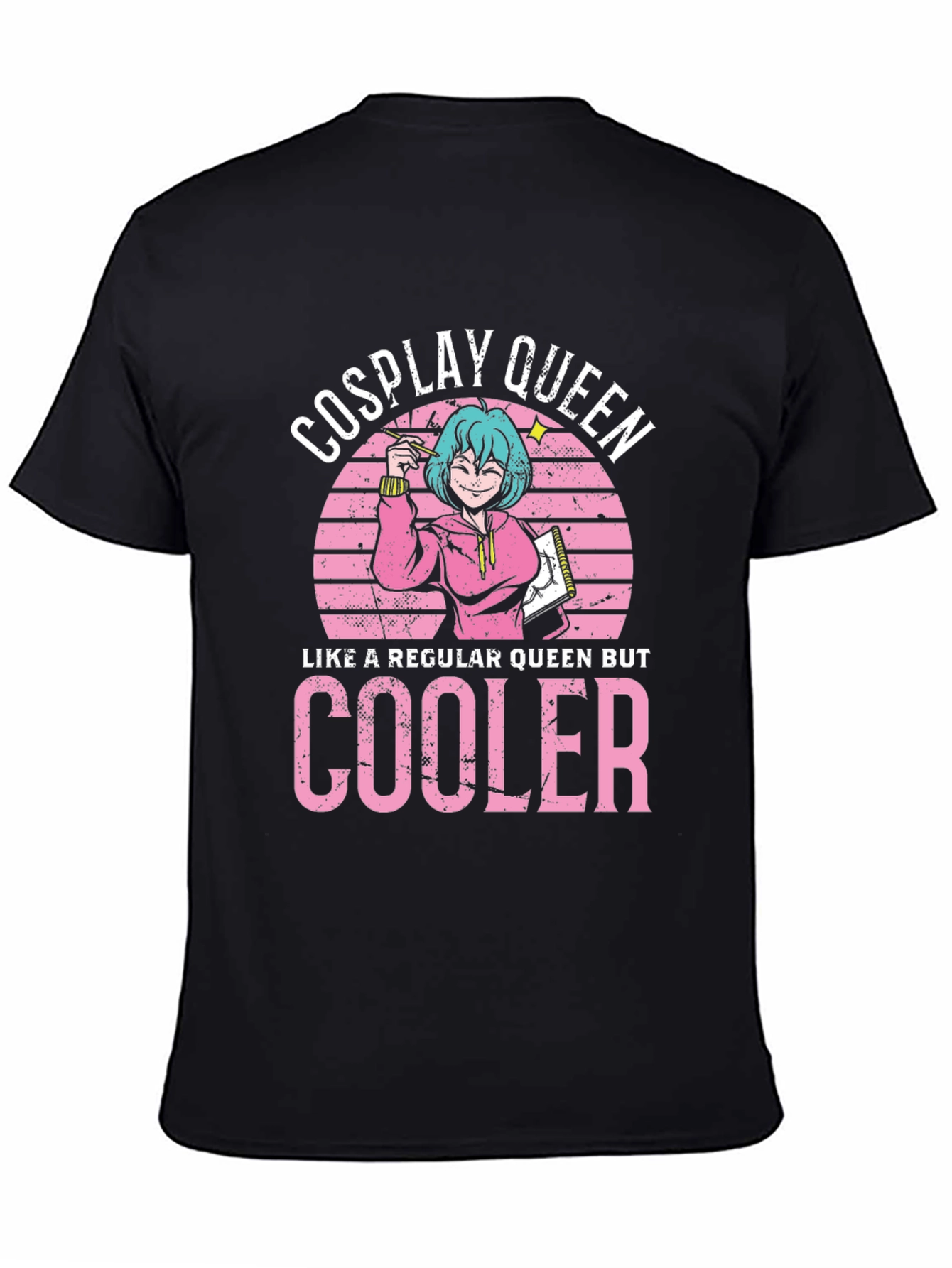 Black Cosplay Queen Graphic T-Shirt - Anime Lover Tee view 4