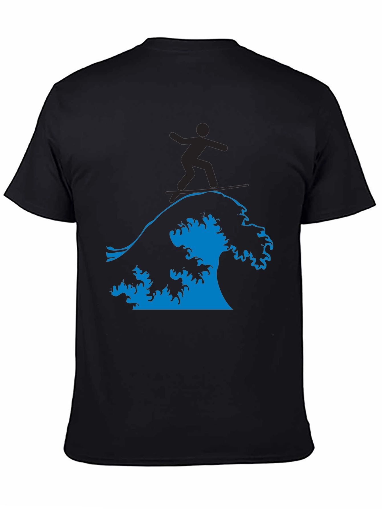 Black Surfing Wave Graphic Tee - Black view 4