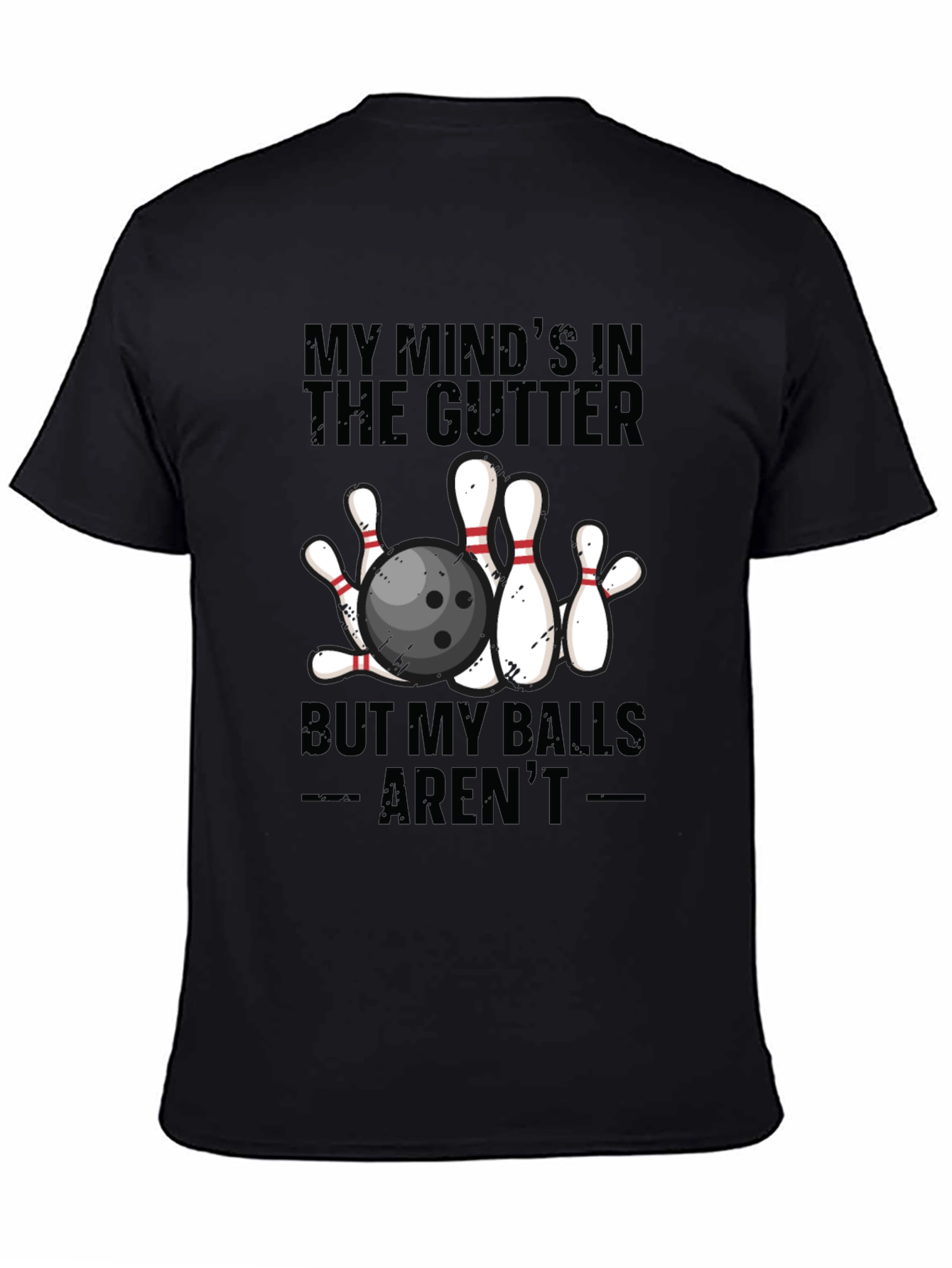 Black Bowling Humor Graphic Tee - Mind in the Gutter view 4