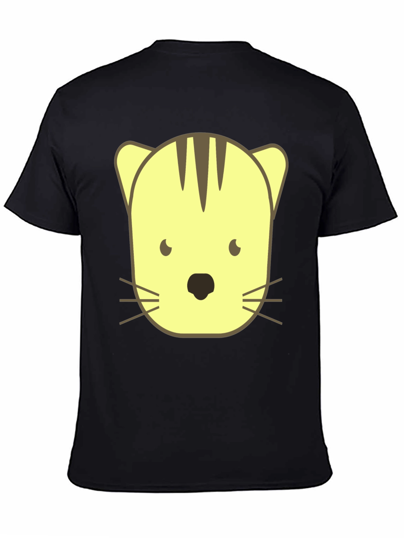 Black Cute Cartoon Cat Graphic Black T-Shirt view 4