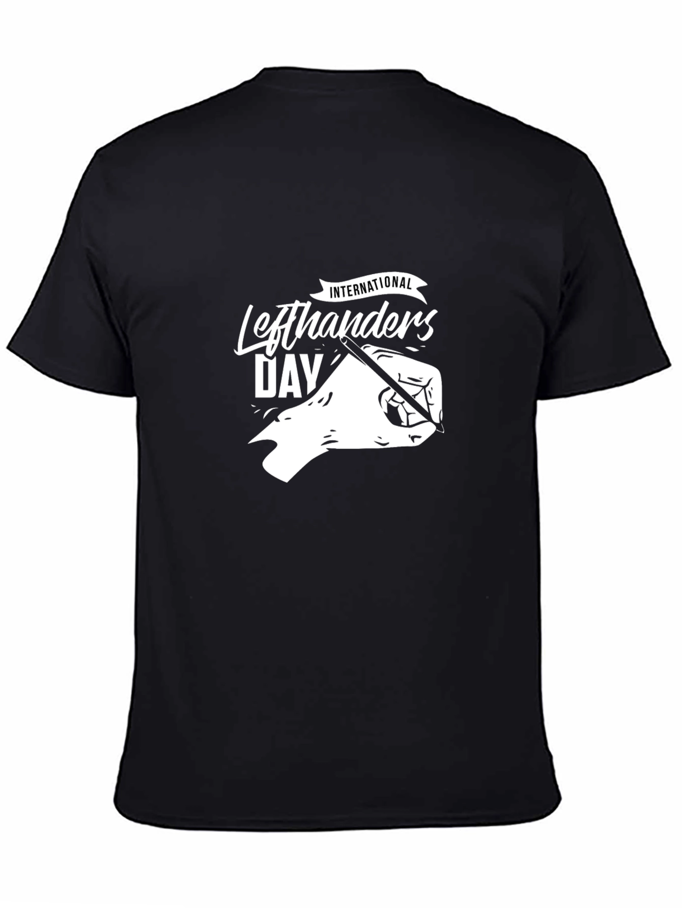 Black International Left Handers Day Black T-shirt view 4