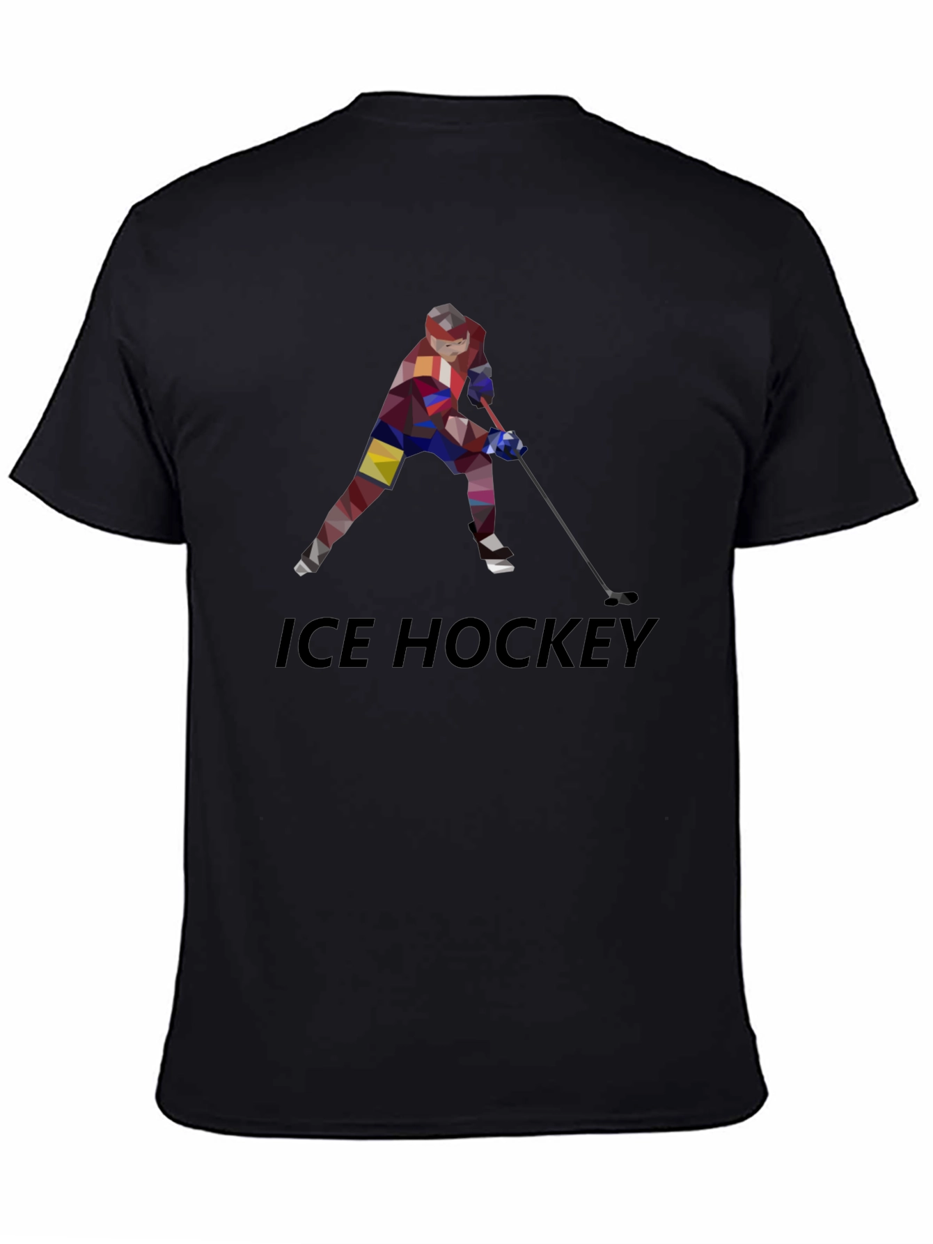 Black Geometric Ice Hockey Graphic Tee - Stylish Sportswear view 4