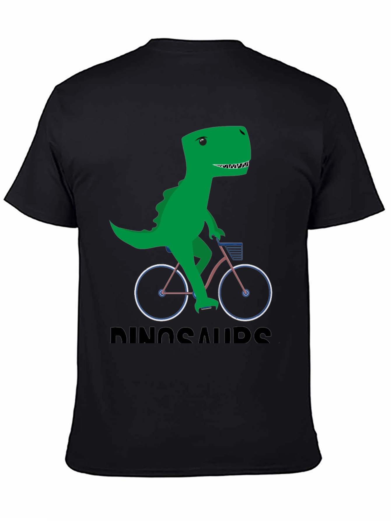 Black Dinosaur Riding Bike Graphic T-Shirt view 4