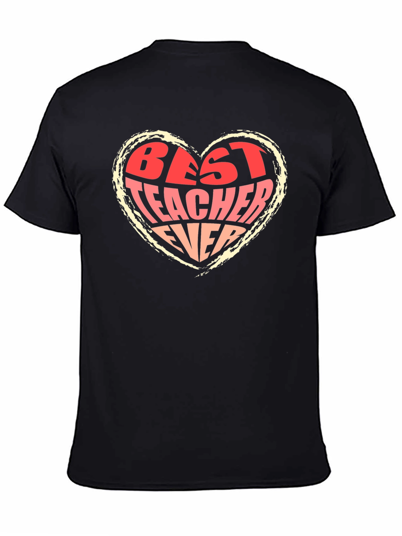Black Best Teacher Ever Heart Graphic Tee - Black view 4