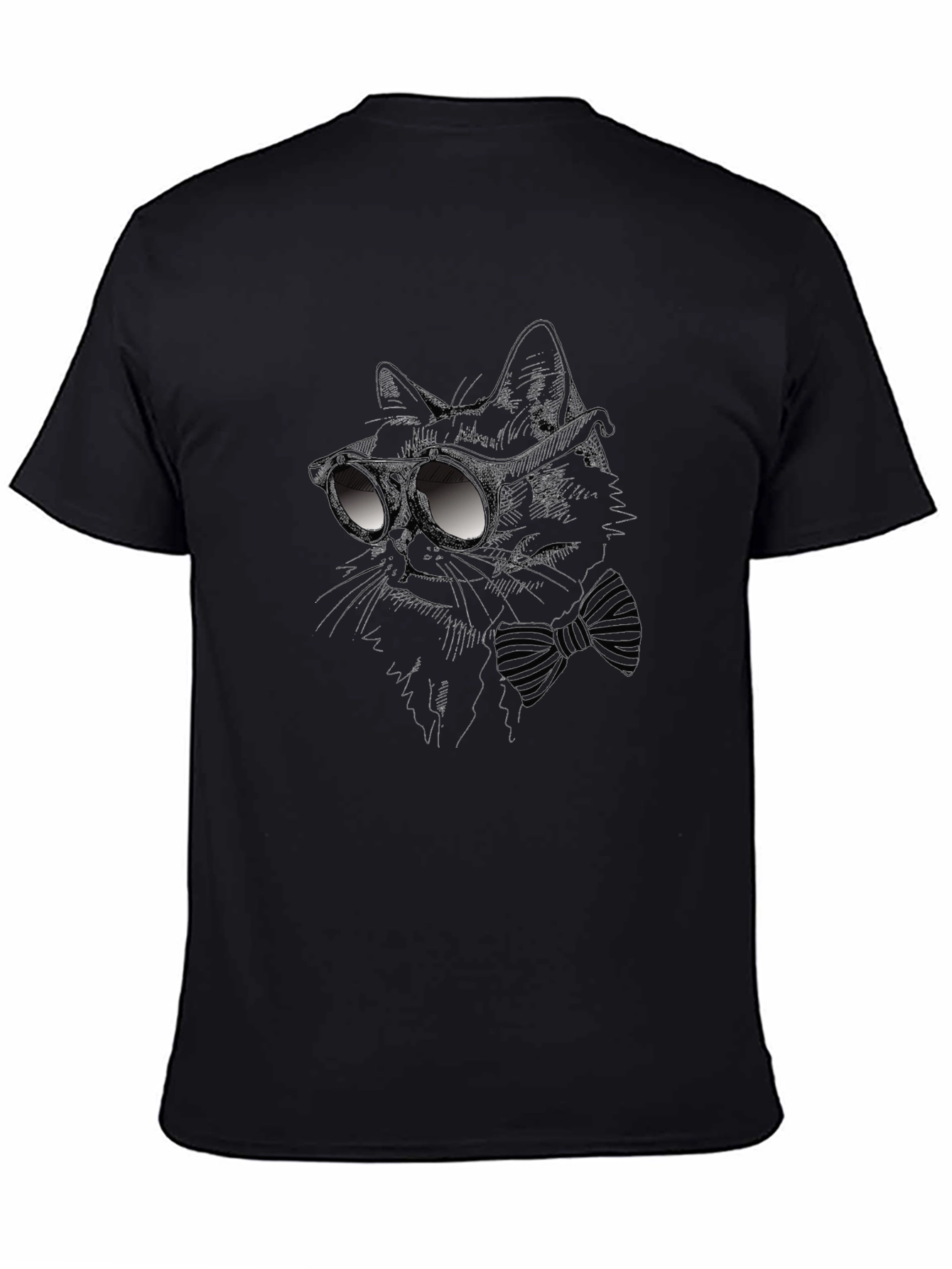 Black Cool Cat Tee - Black T-Shirt with Bow Tie & Shades view 4