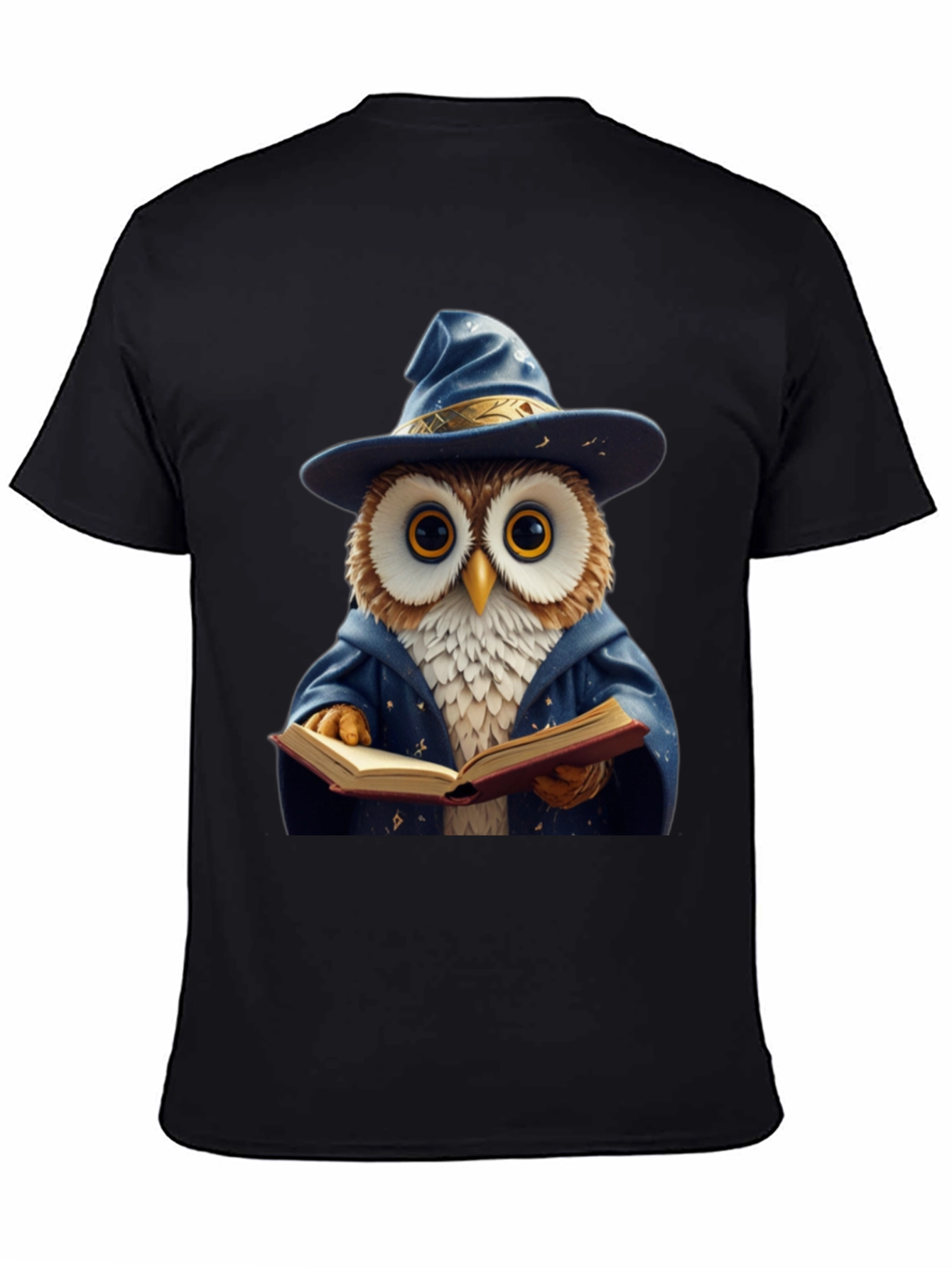 Black Wizard Owl T-Shirt - Funny Bookworm Tee view 4