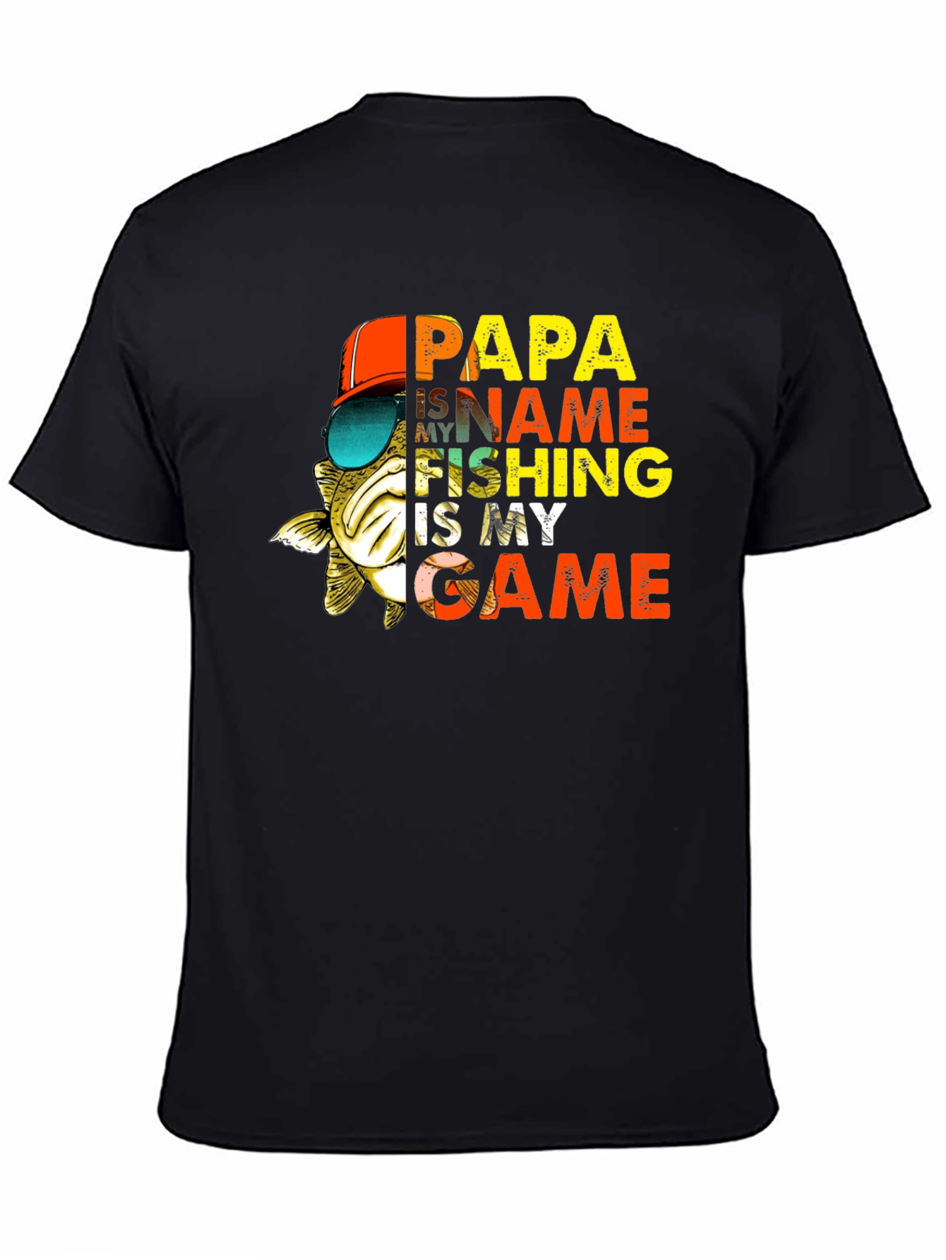 Black Papa Fishing T-Shirt - Name is My Game view 4