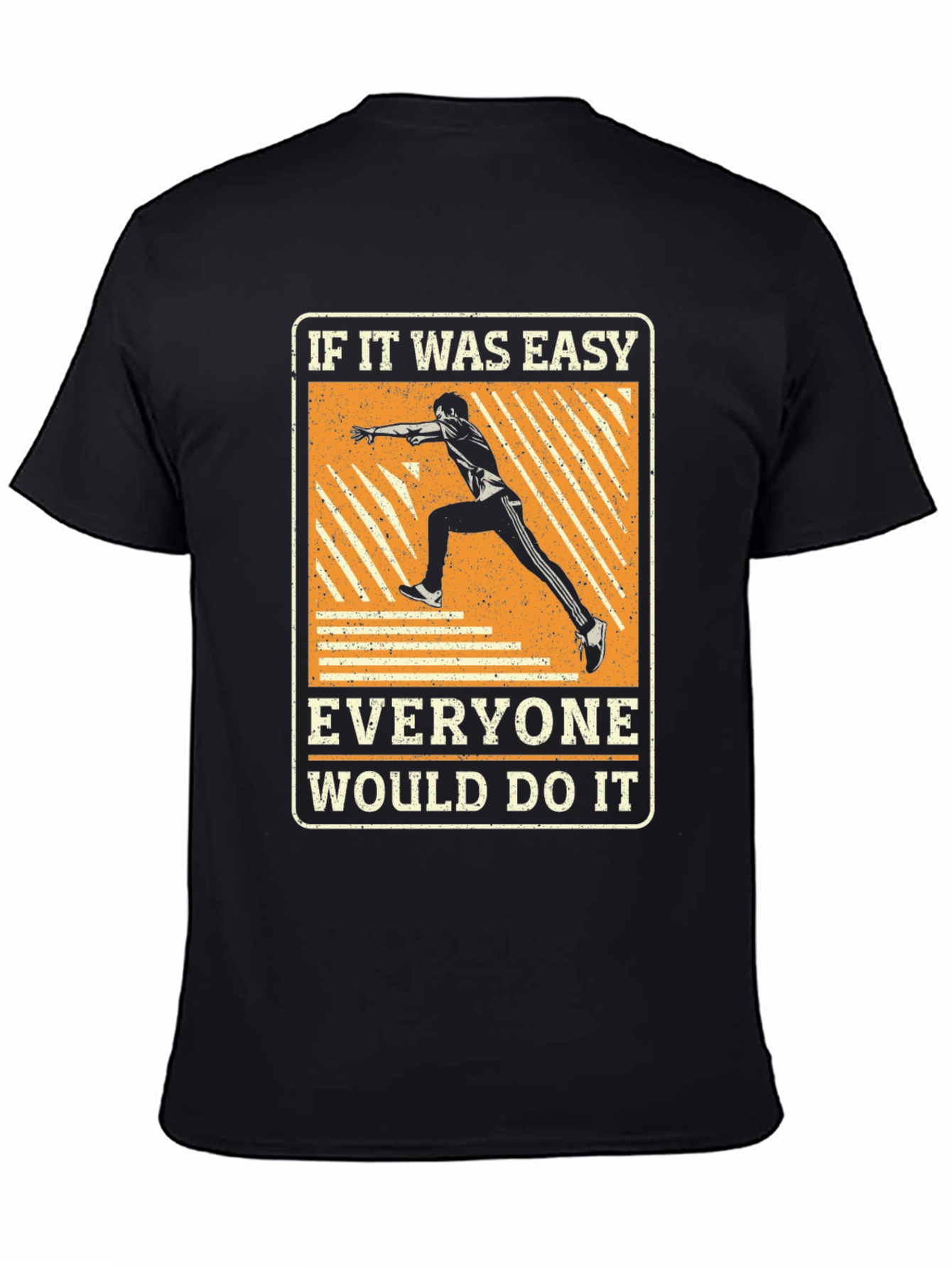 Black Motivational Runner T-Shirt - If It Was Easy view 4