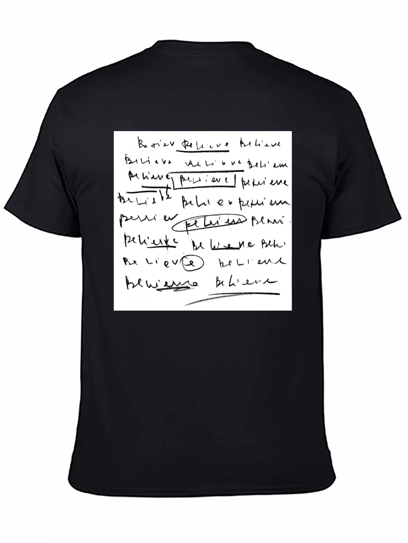 Black Believe Handwriting Graphic T-Shirt view 4