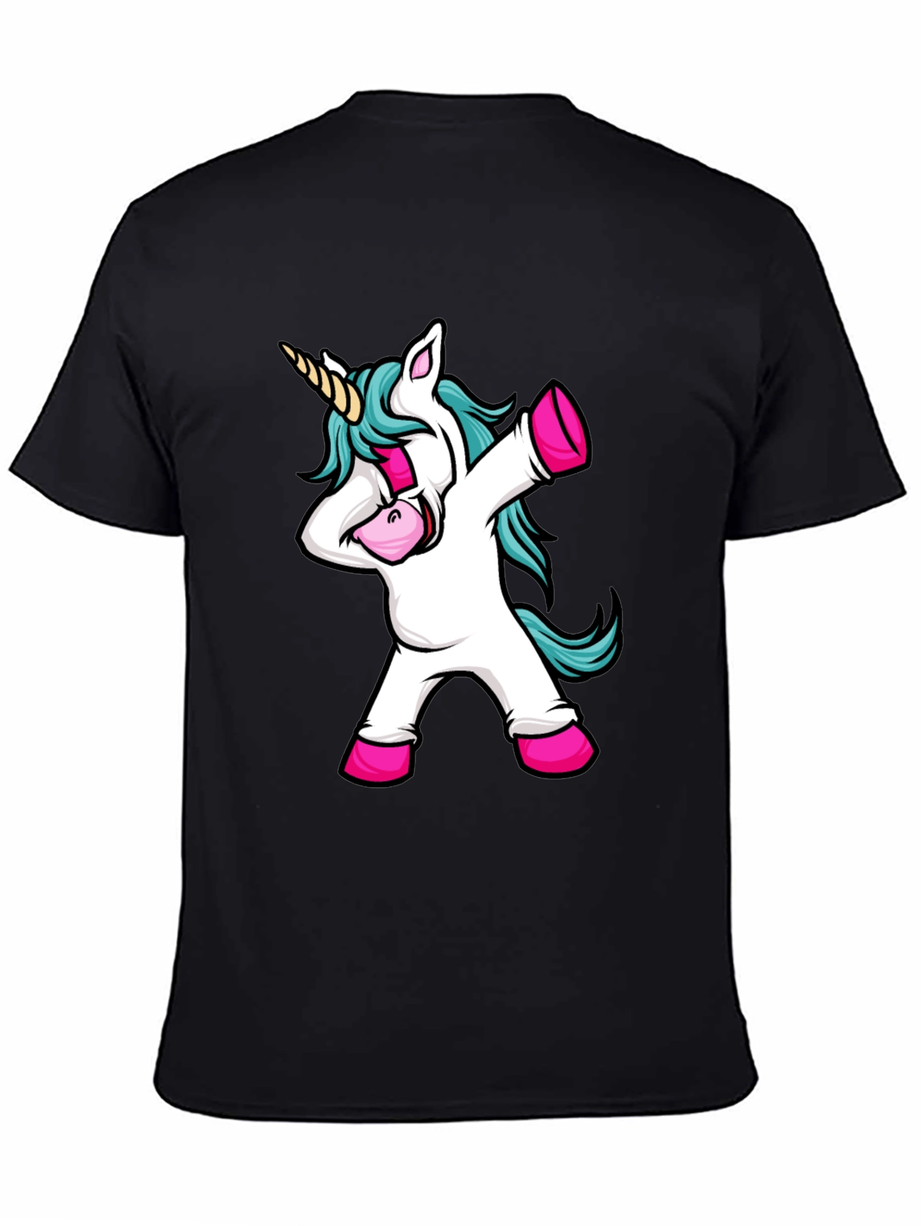 Black Dabbing Unicorn Black Graphic Tee view 4