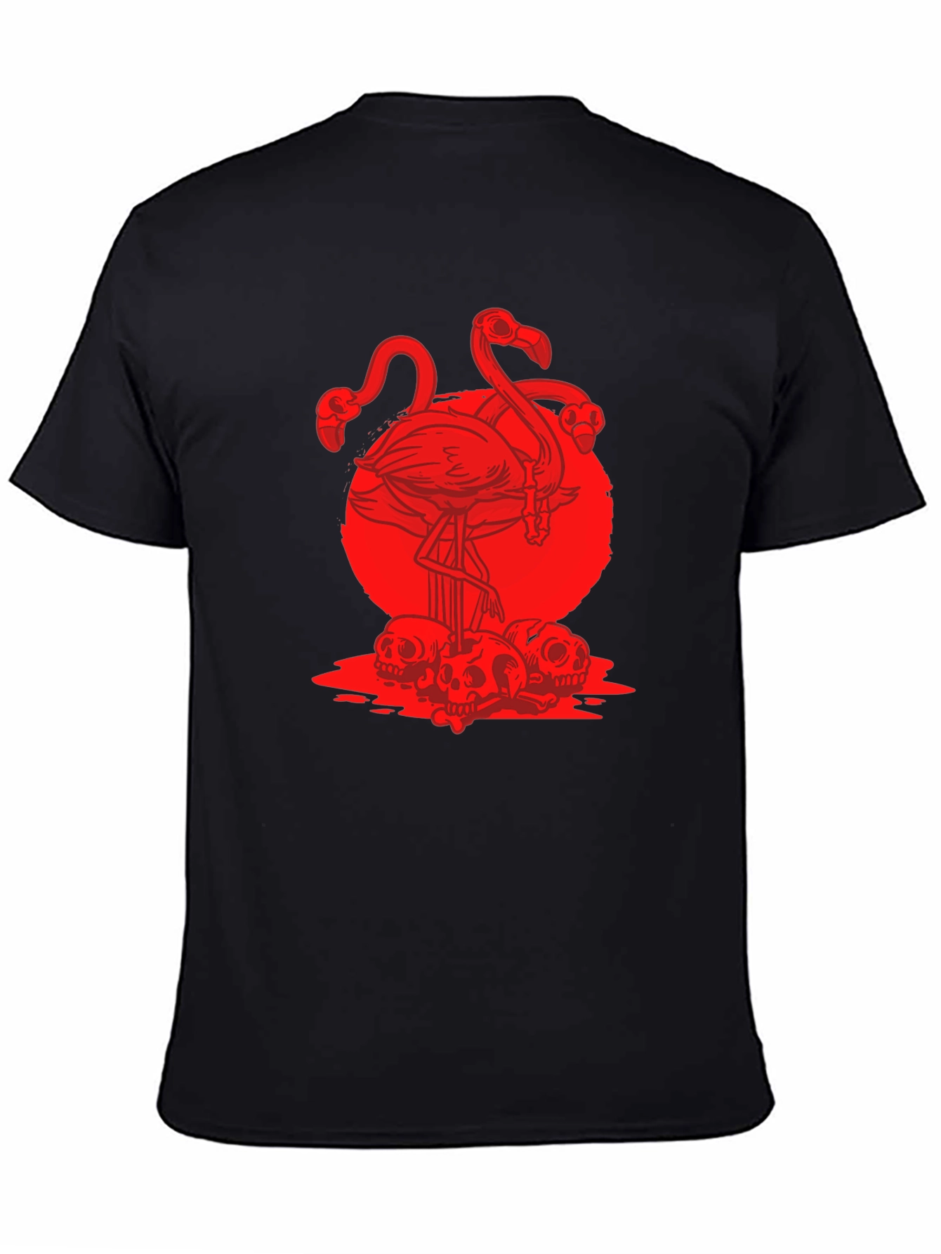 Black Flamingo Skulls Graphic T-Shirt view 4