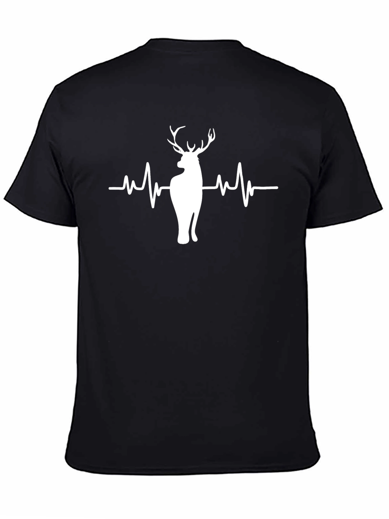 Black Deer Heartbeat Graphic Tee - Men's Black T-Shirt view 4