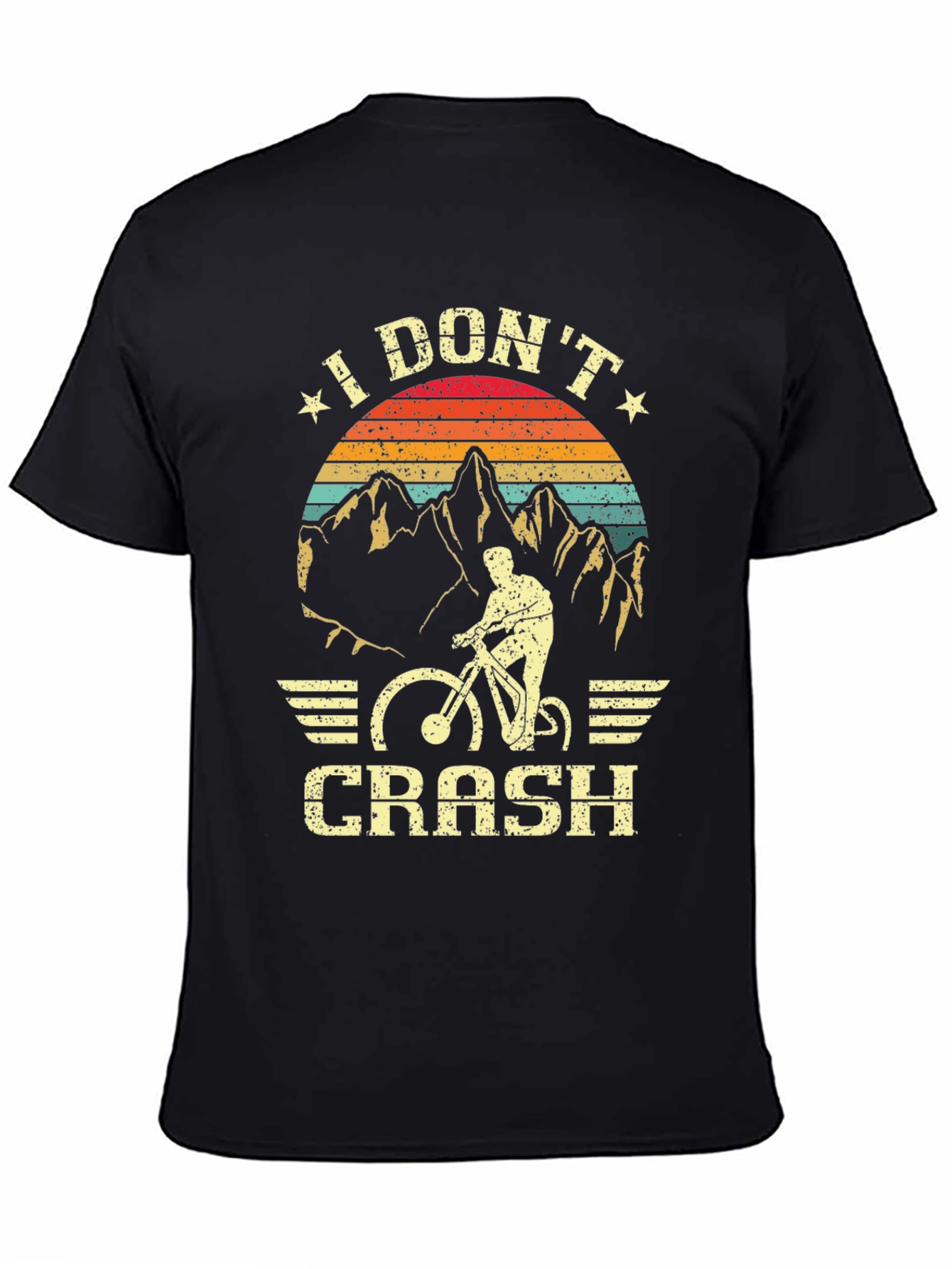 Black I Don't Crash Mountain Bike T-Shirt view 4