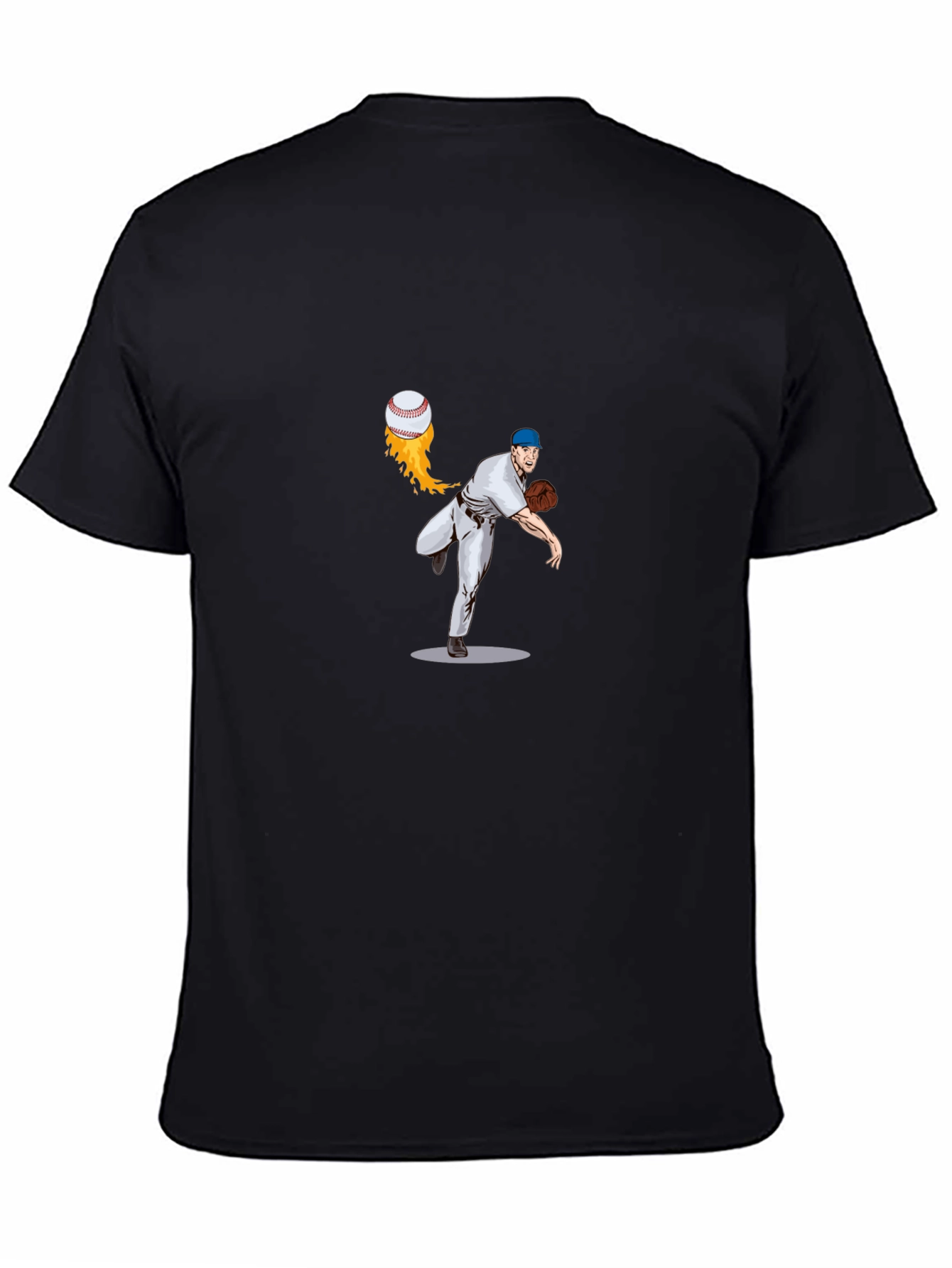 Black Baseball Pitcher T-Shirt view 4