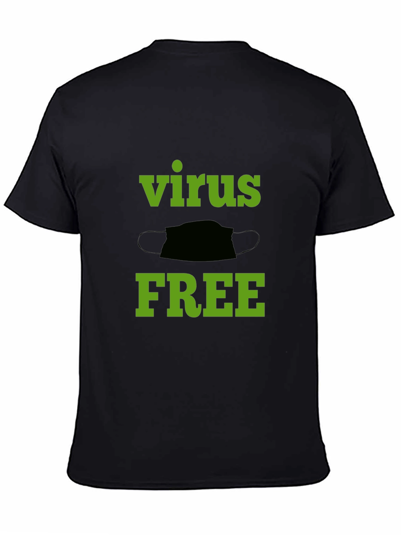 Black Virus Free Graphic Tee - Black Cotton T-Shirt view 4