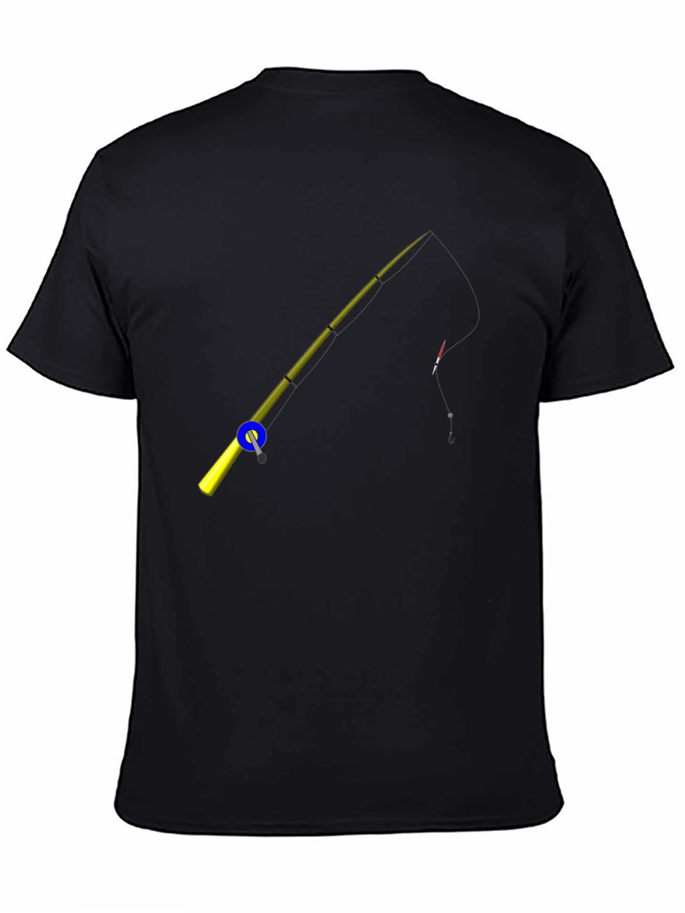 Black Fishing Rod Graphic Tee - Black Cotton T-Shirt view 4