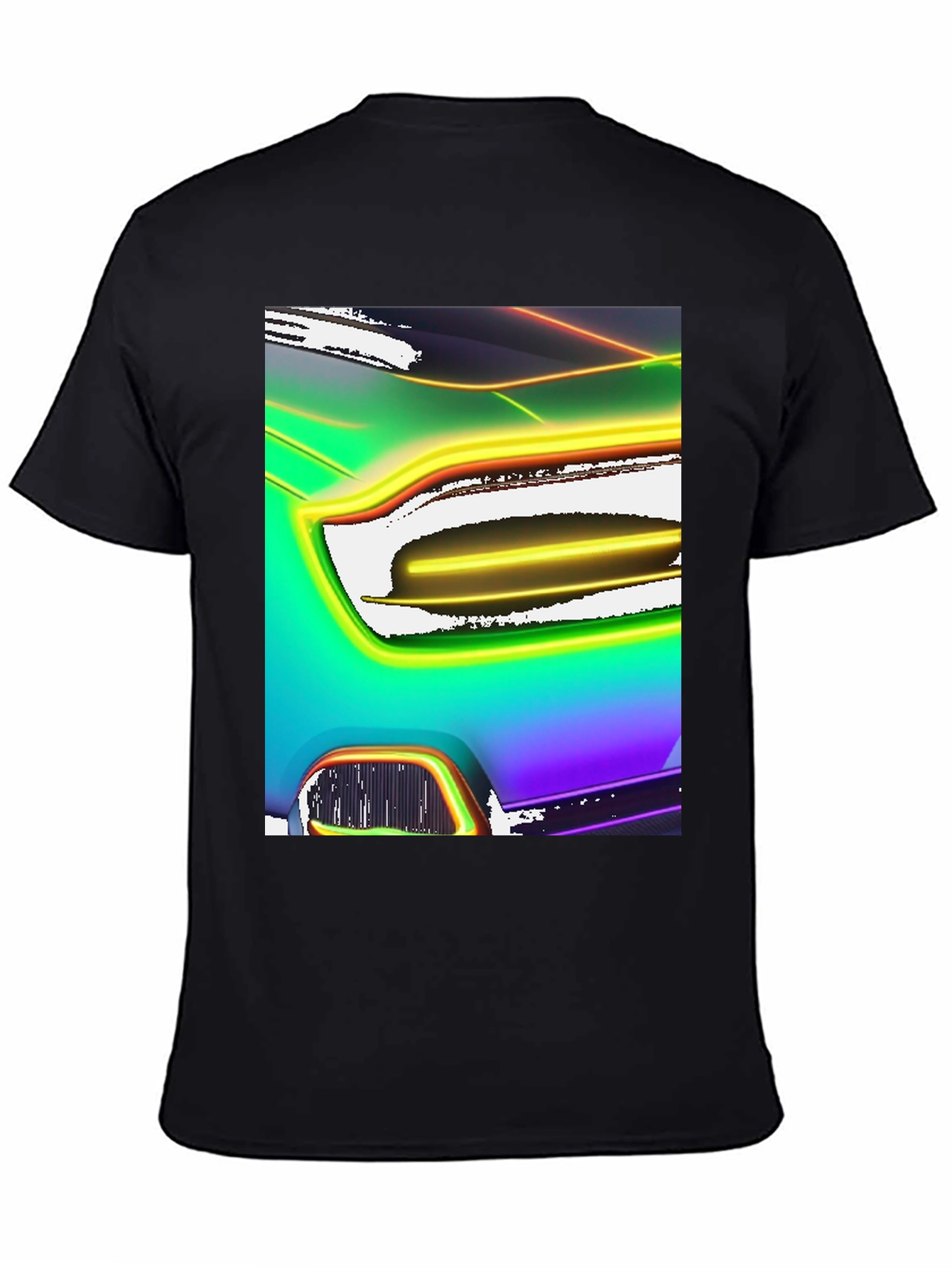 Black Neon Car Graphic Black T-Shirt view 4