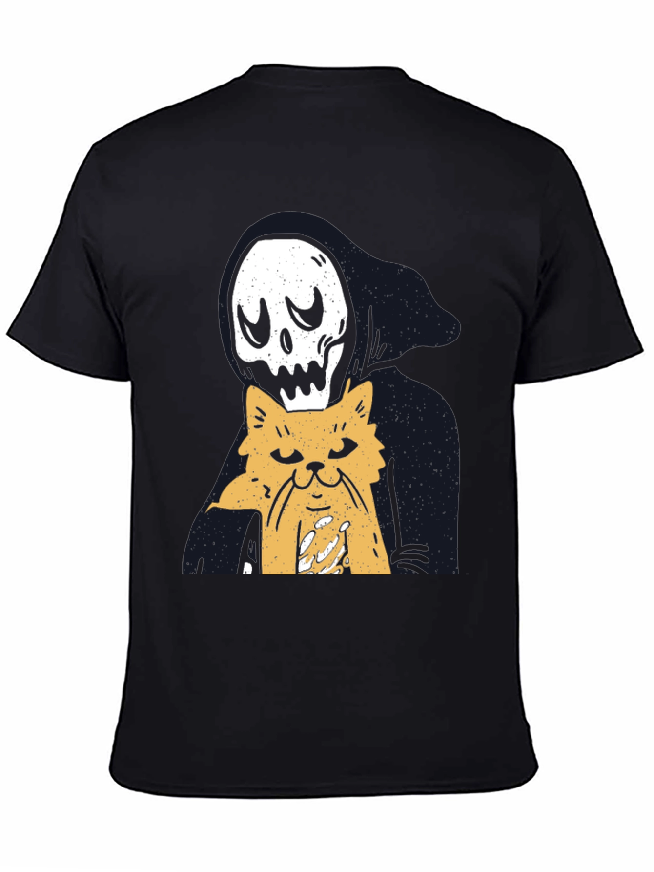 Black Grim Reaper Cat Lover T-Shirt - Black view 4
