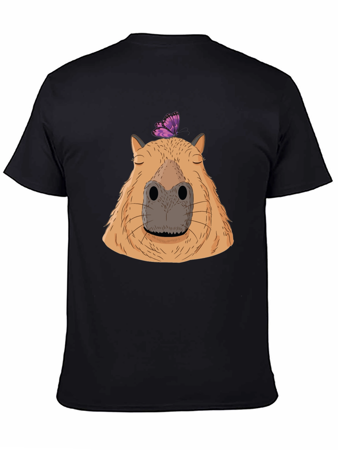 Black Capybara & Butterfly Graphic T-Shirt - Comfort & Style view 4