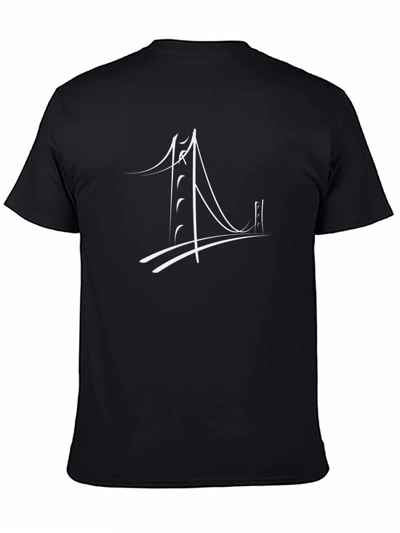 Black Modern Bridge Graphic Black T-Shirt view 4