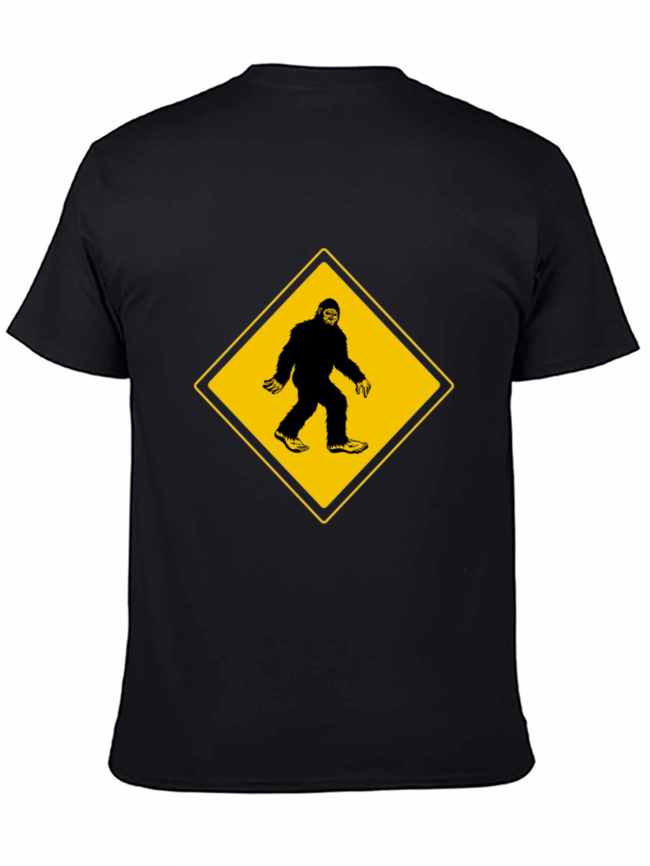Black Bigfoot Crossing Men's Black T-Shirt view 4