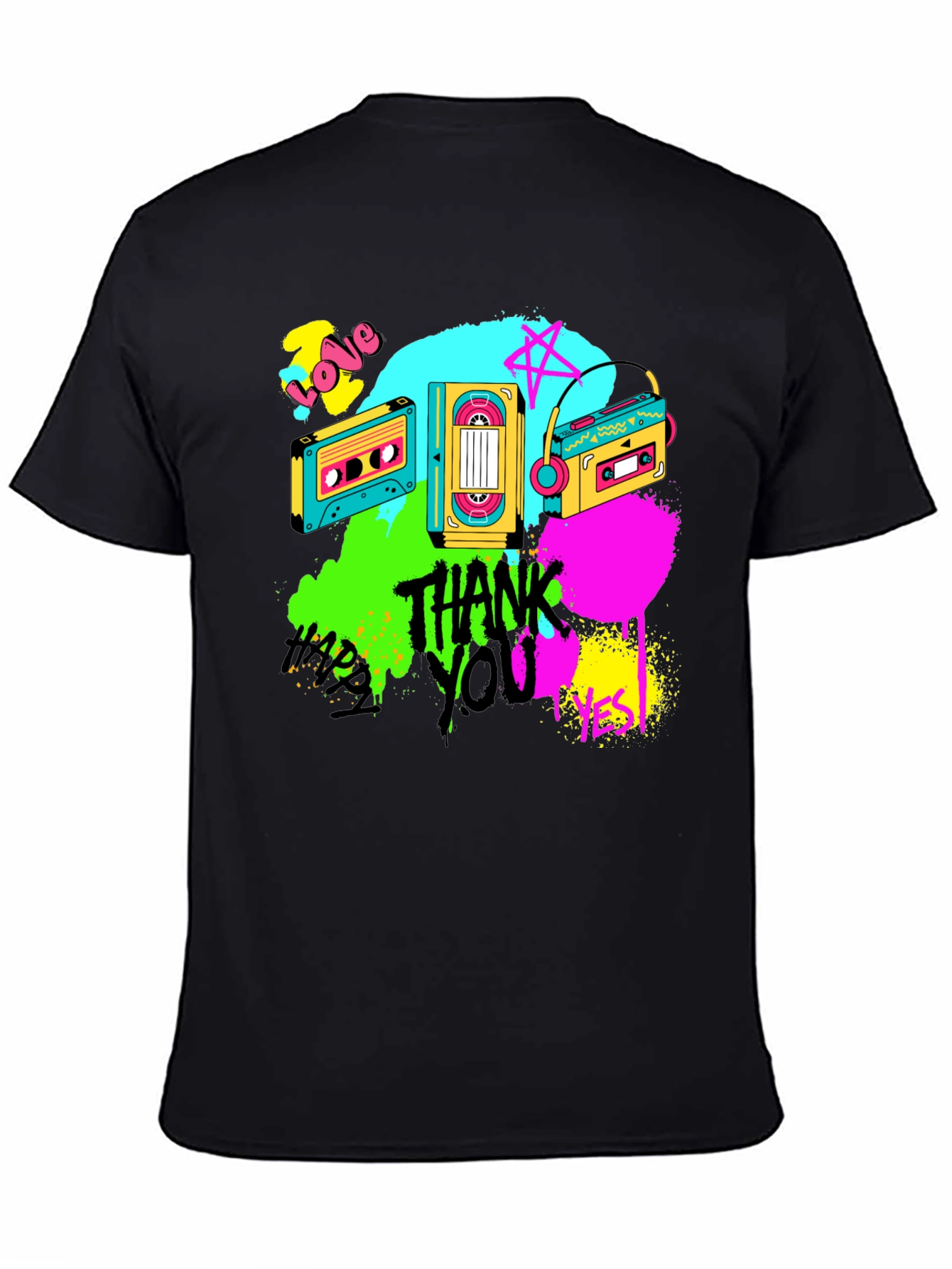 Black Retro Cassette Graphic T-Shirt - 80s Vibe view 4