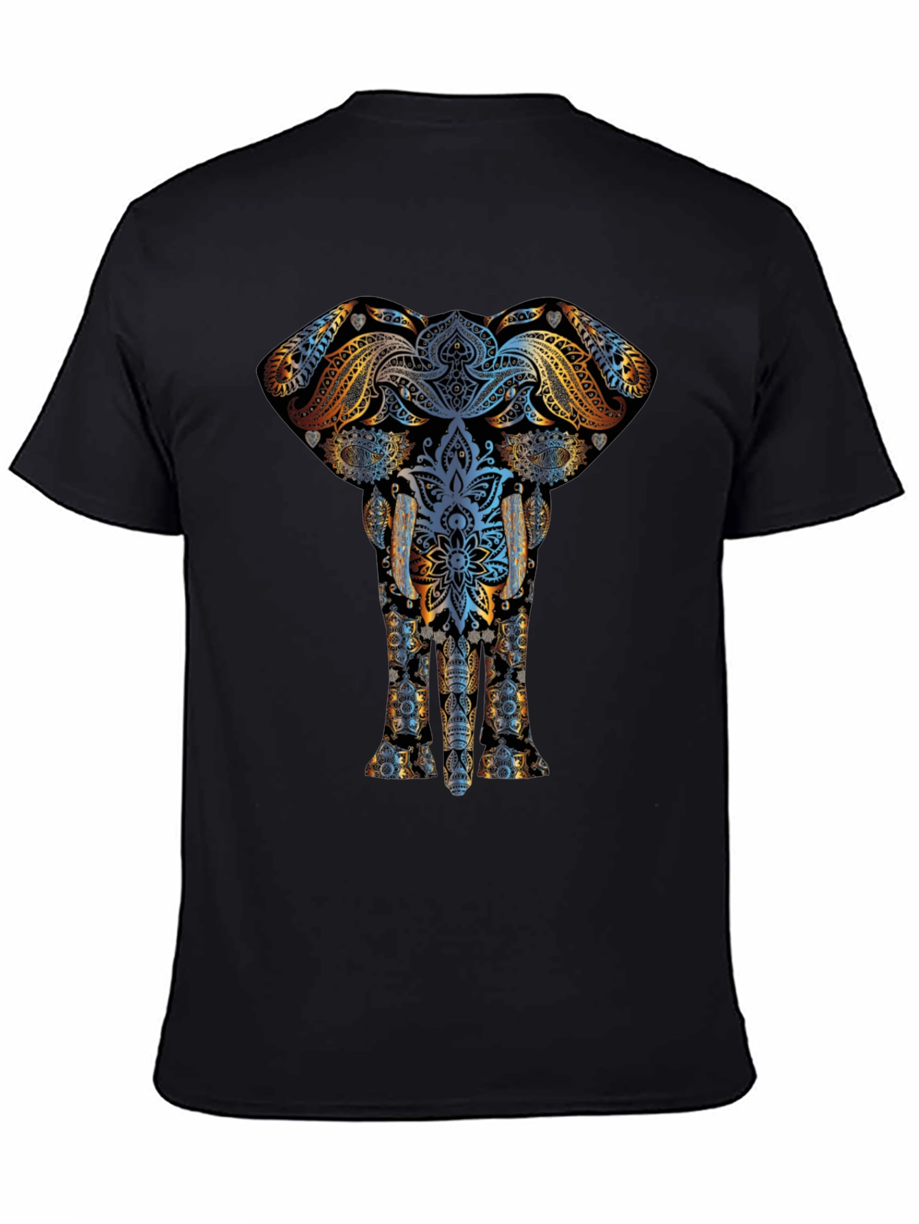 Black Elephant Mandala Graphic Tee - Stylish Black T-Shirt view 4