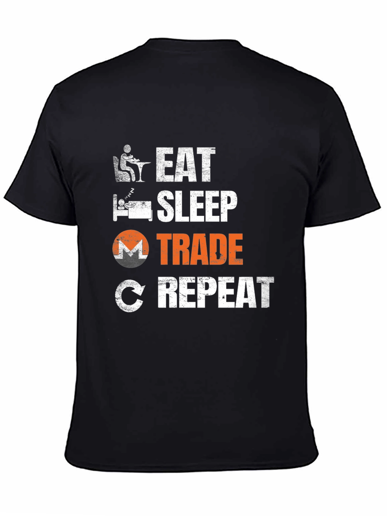 Black Eat Sleep Trade Repeat T-Shirt - Crypto Trading Tee view 4