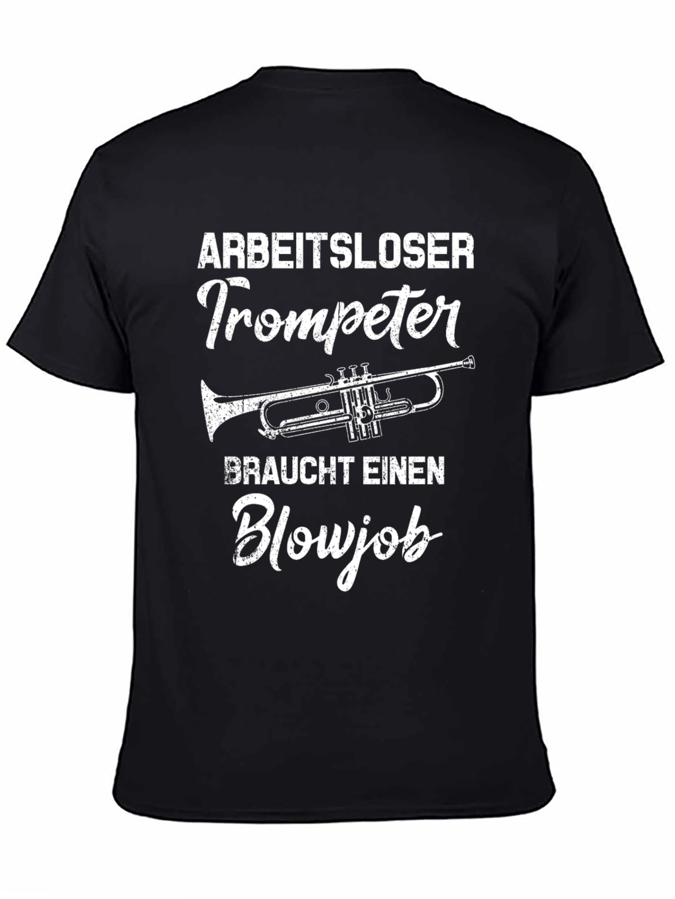Black Arbeitsloser Trompeter Blowjob T-Shirt view 4