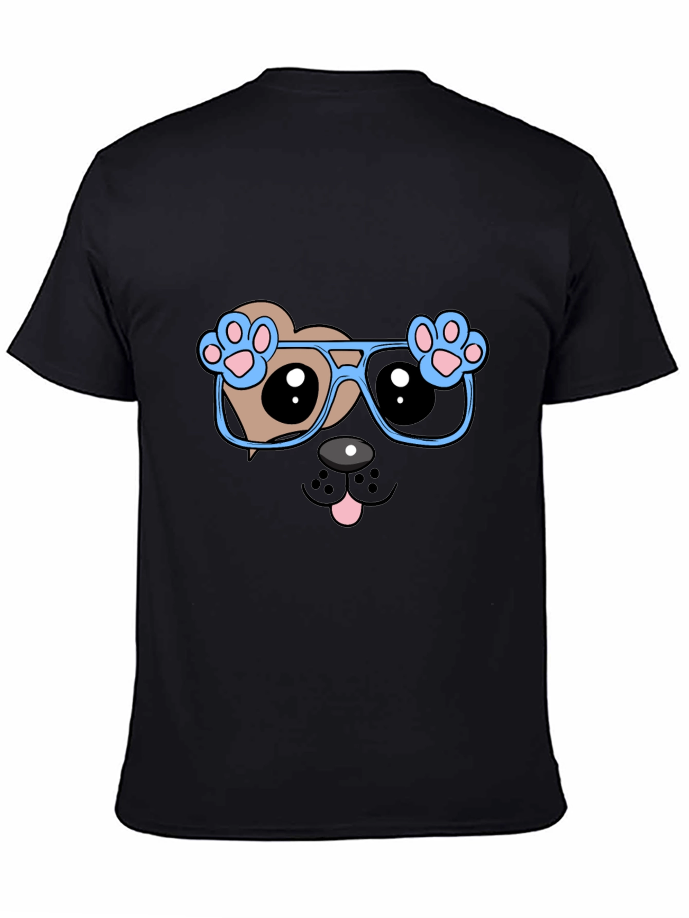 Black Cool Dog with Glasses Graphic Tee view 4